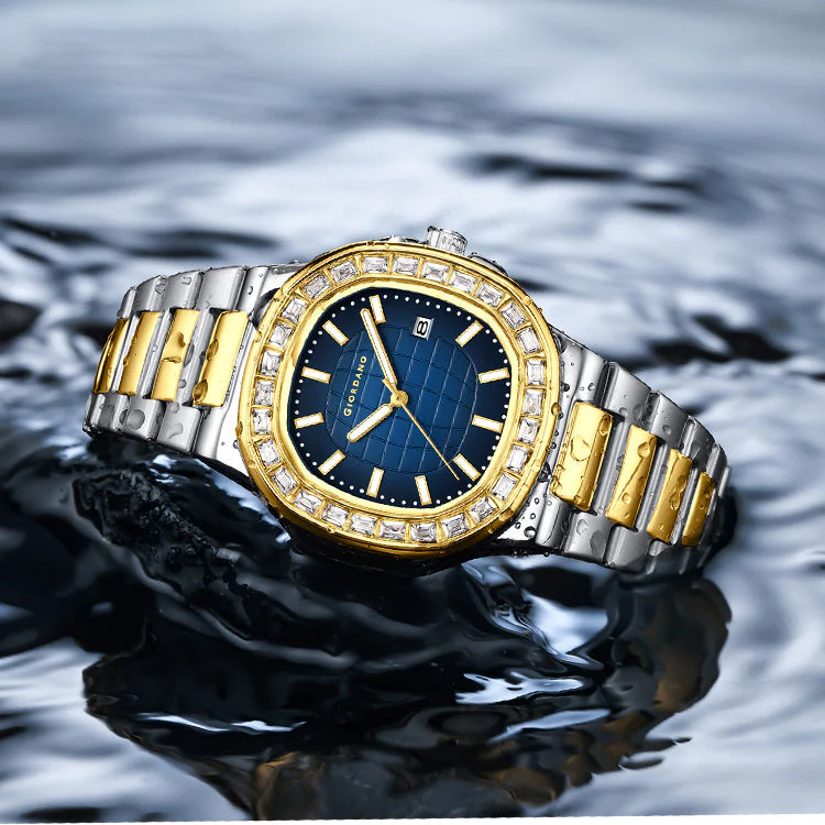 Giordano Luxury Watch for men with Textured Dial, Crystal Bezel, Date Display and stainless Steel strap GZ-50137-33 - Image 3