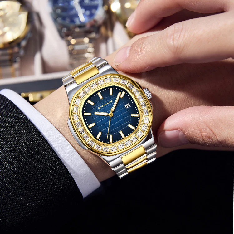 Giordano Luxury Watch for men with Textured Dial, Crystal Bezel, Date Display and stainless Steel strap GZ-50137-33 - Image 4