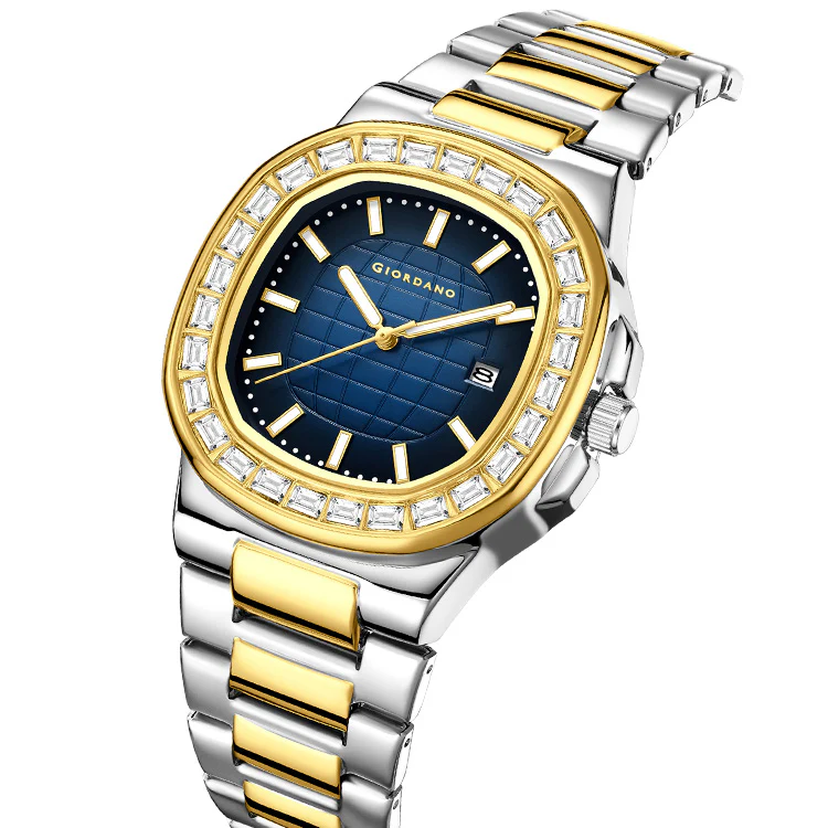 Giordano Luxury Watch for men with Textured Dial, Crystal Bezel, Date Display and stainless Steel strap GZ-50137-33 - Image 9