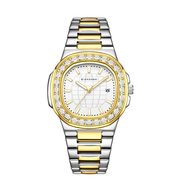 Giordano Luxury Watch for men with Textured Dial, Crystal Bezel, Date Display and stainless Steel strap GZ-50137-44 - Image 8