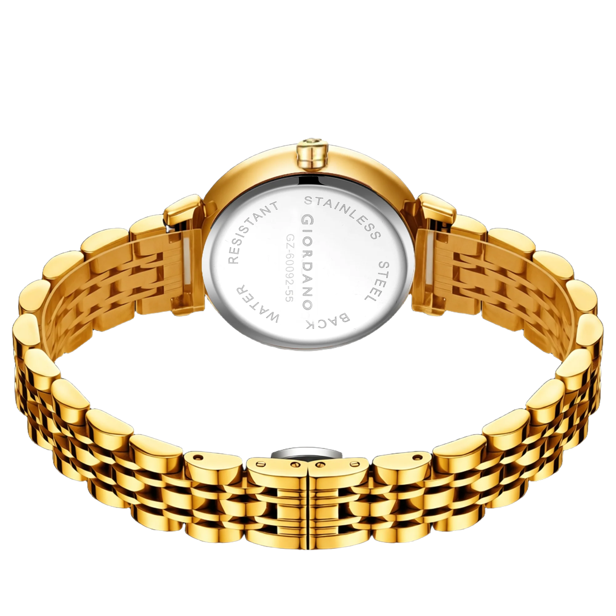Giordano Luxury Watch for Women – Round Diamond Cut Glass Dial, Elegant Gold Stainless Steel Strap with Quartz Movement - GZ-60092-55 - Image 5