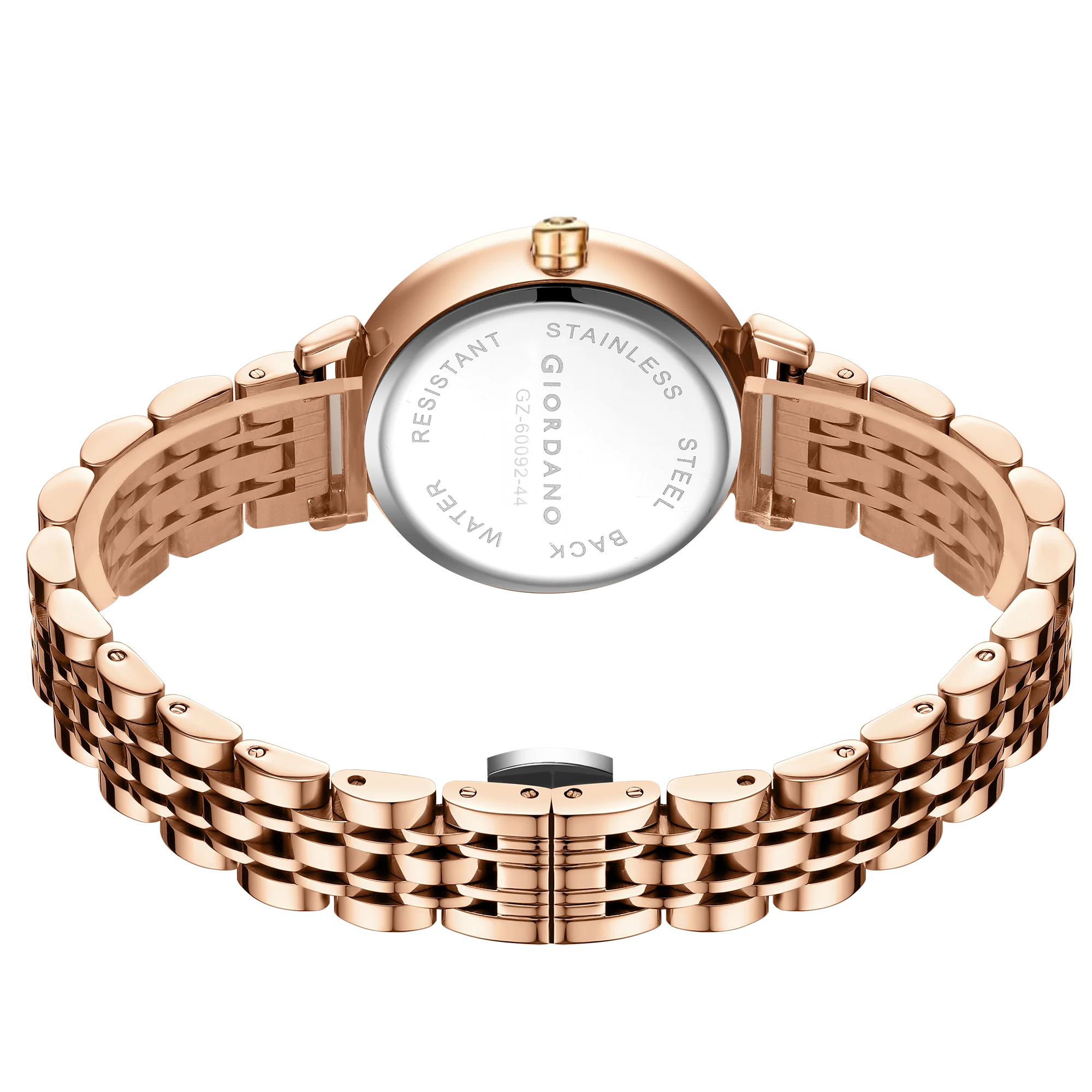 Giordano Luxury Watch for Women – Round Diamond Cut Glass Dial, Elegant Rose Gold Stainless Steel Strap with Quartz Movement - GZ-60092-44 - Image 5