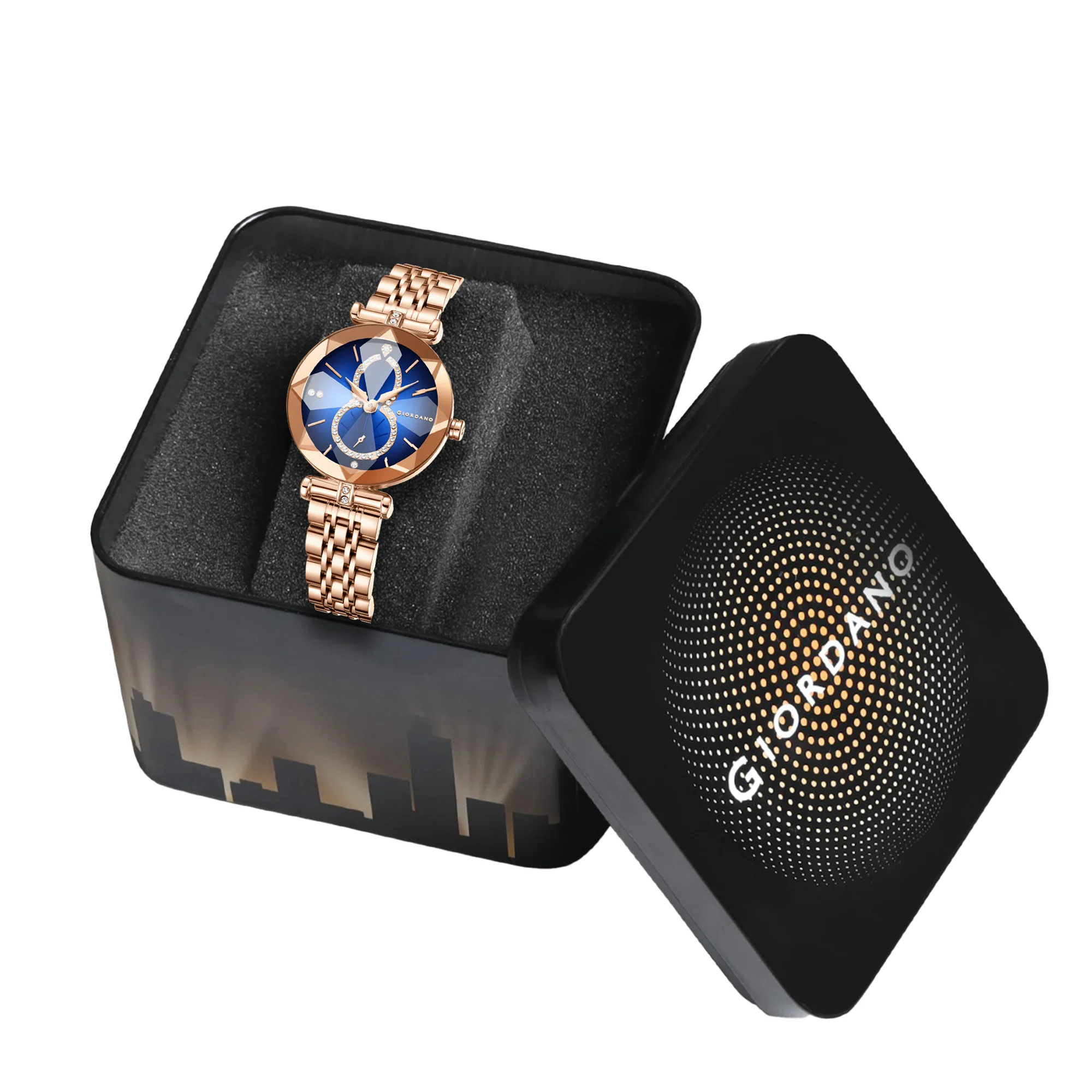 Giordano Luxury Watch for women Round Diamond cut glass Dial,  Elegant Stainless Steel Strap with Quartz Movement-GZ-60092-11 - Image 7