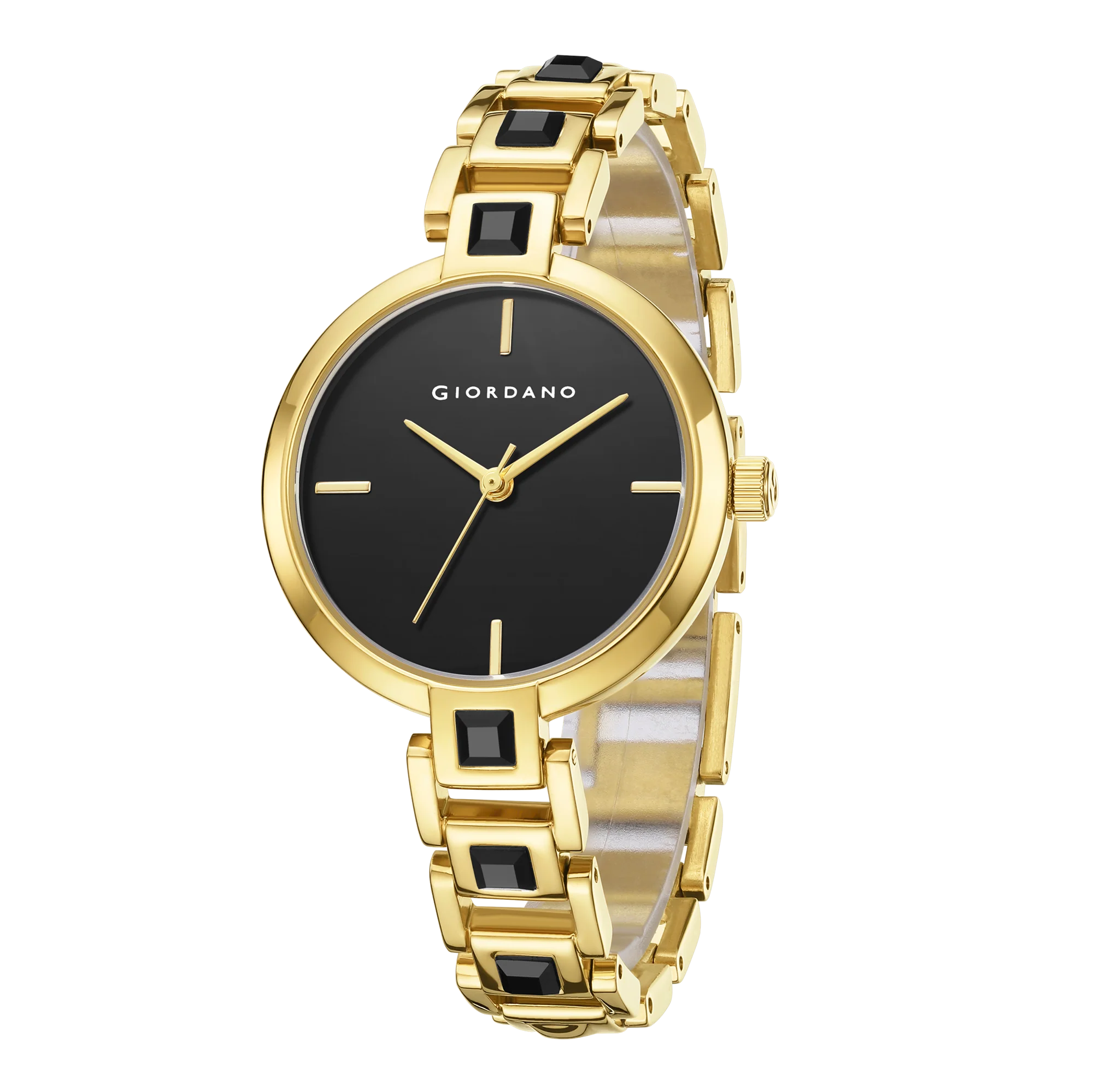 Giordano Luxury Watch for Women – Sleek Dial with Gold Accents and Two-Tone Stone Studded Stainless Steel Strap | GZ-60088-11 - Image 6