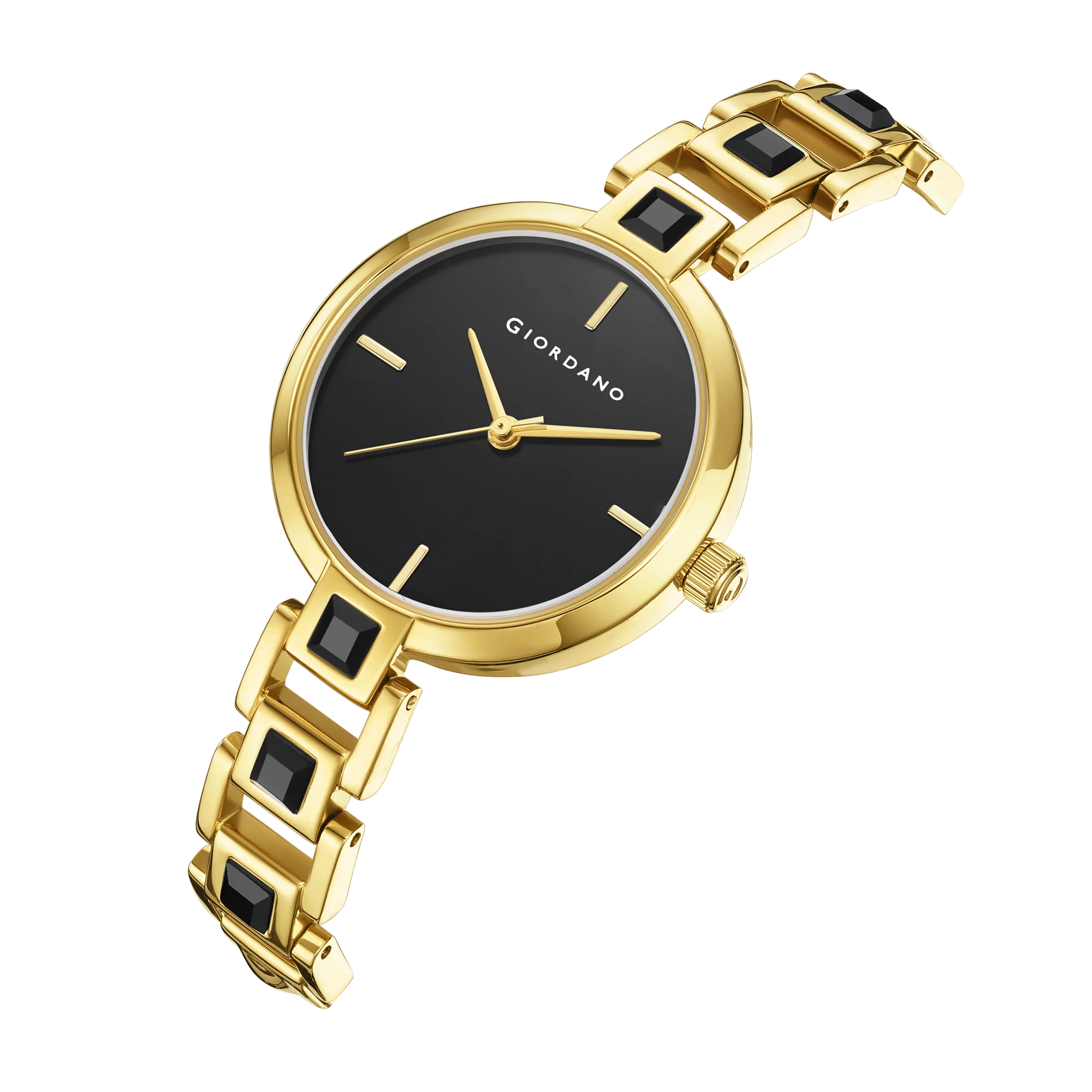 Giordano Luxury Watch for Women – Sleek Dial with Gold Accents and Two-Tone Stone Studded Stainless Steel Strap | GZ-60088-11 - Image 7