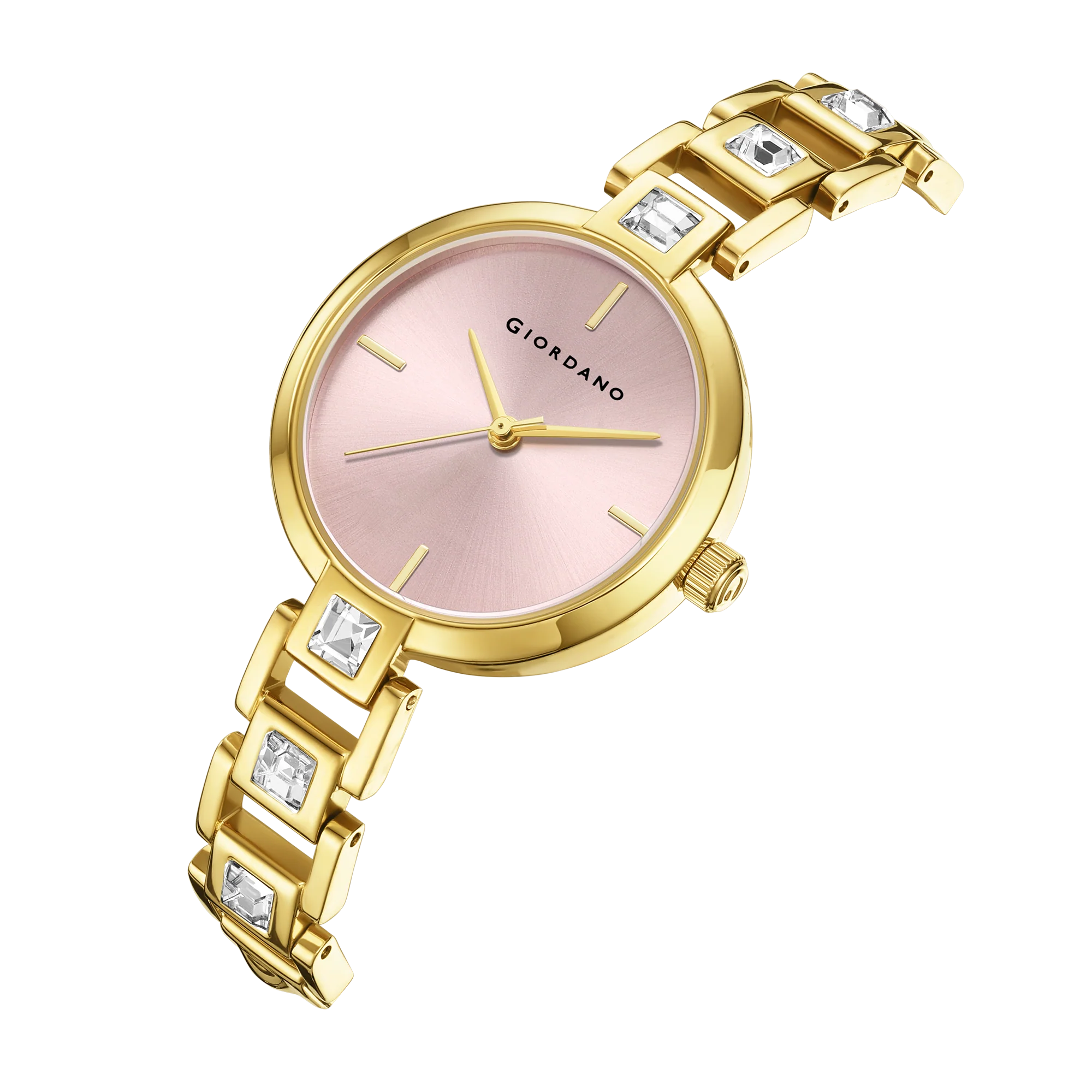 Giordano Luxury Watch for Women – Sleek Dial with Gold Accents and Two-Tone Stone Studded Stainless Steel Strap | GZ-60088-22 - Image 6