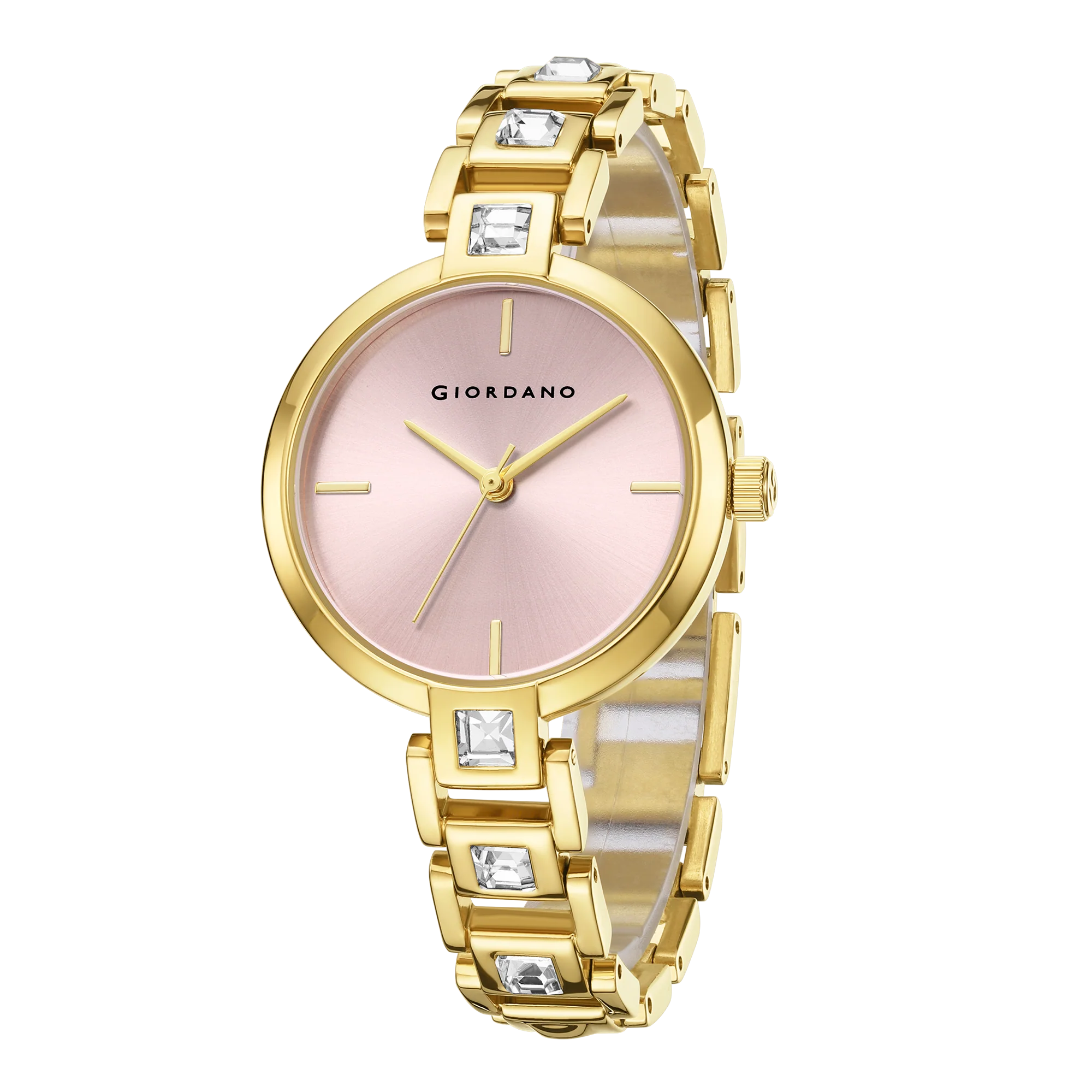 Giordano Luxury Watch for Women – Sleek Dial with Gold Accents and Two-Tone Stone Studded Stainless Steel Strap | GZ-60088-22 - Image 7