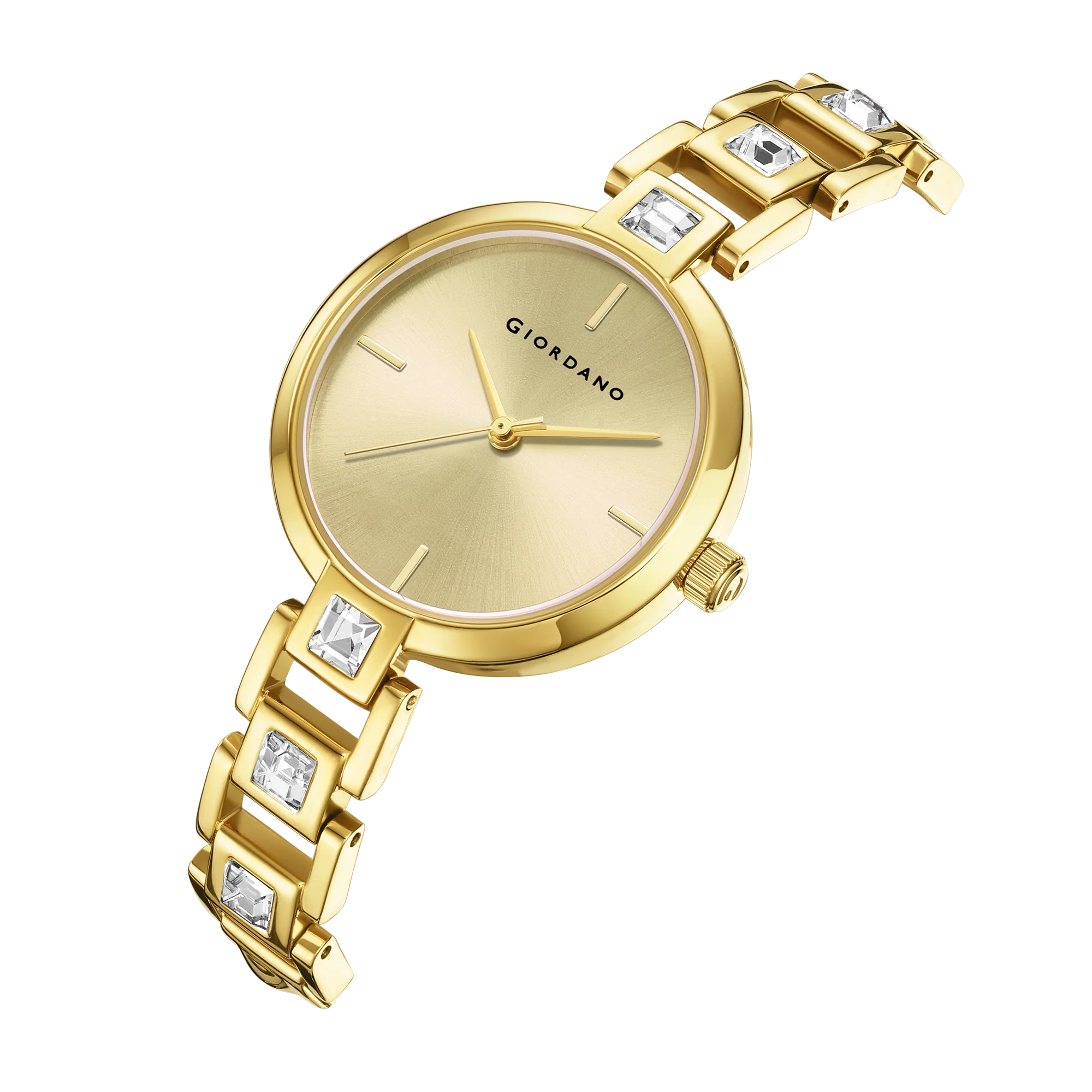 Giordano Luxury Watch for Women – Sleek Dial with Gold Accents and Two-Tone Stone Studded Stainless Steel Strap | GZ-60088-33 - Image 7