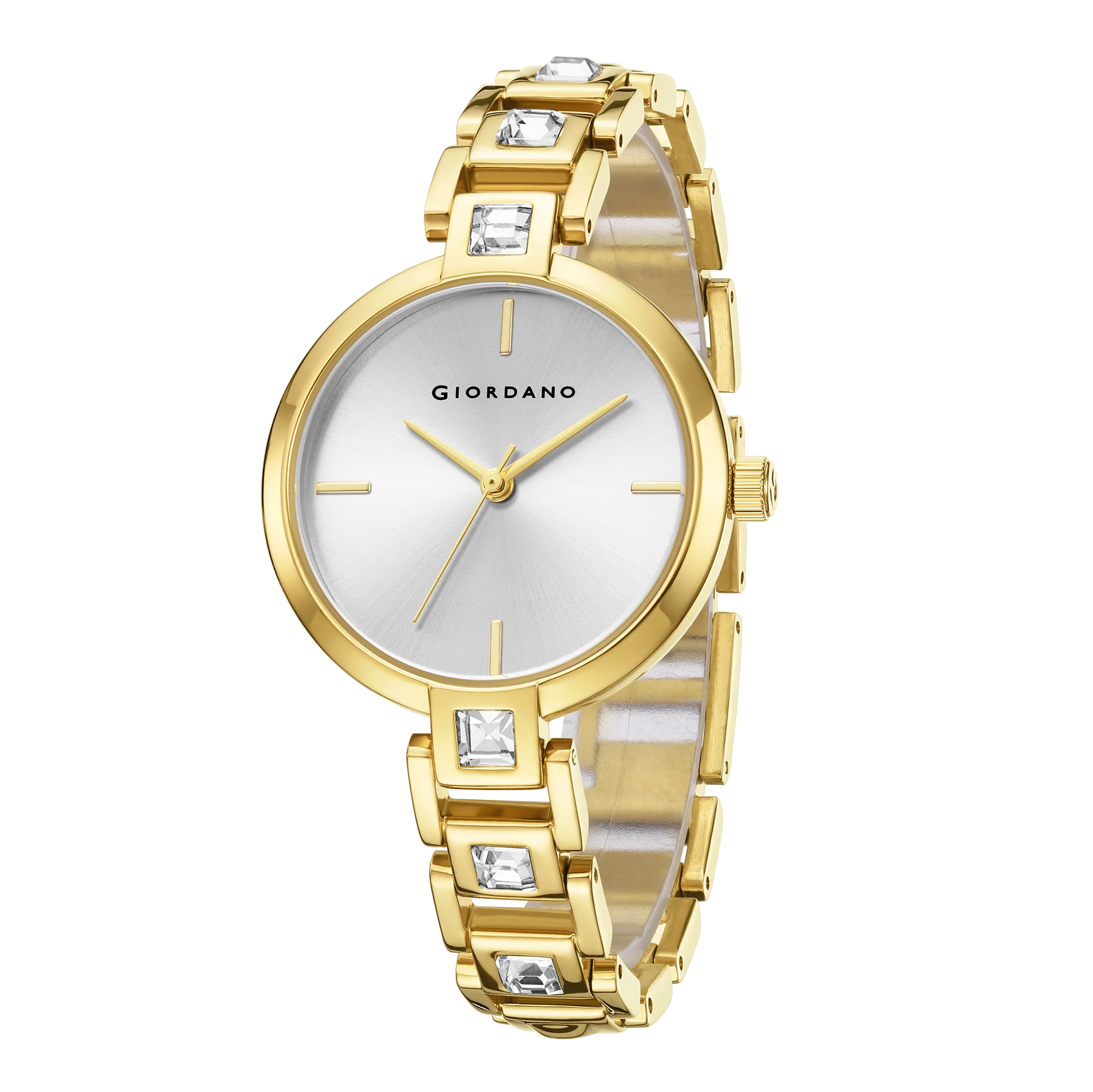 Giordano Luxury Watch for Women – Sleek Dial with Gold Accents and Two-Tone Stone Studded Stainless Steel Strap | GZ-60088-44 - Image 6