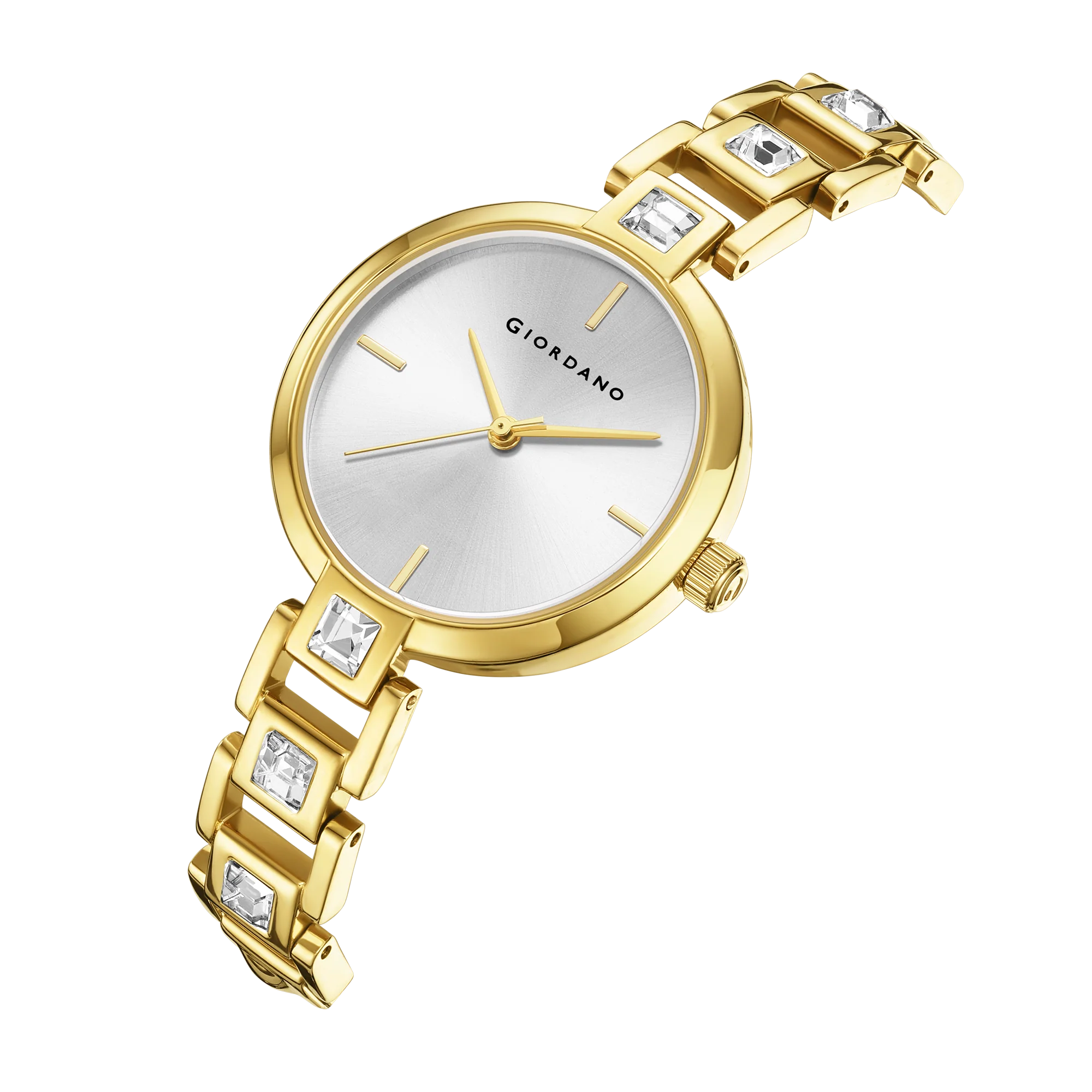 Giordano Luxury Watch for Women – Sleek Dial with Gold Accents and Two-Tone Stone Studded Stainless Steel Strap | GZ-60088-44 - Image 7