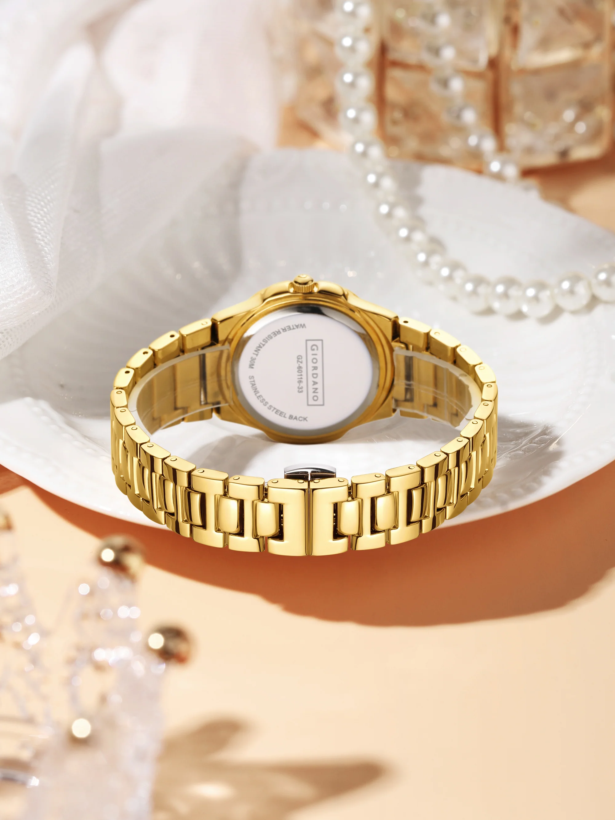 Giordano Luxury Watch for Women with crystal indices ,textured Dial, stainless steel strap and date display | GZ-60116-33 - Image 4