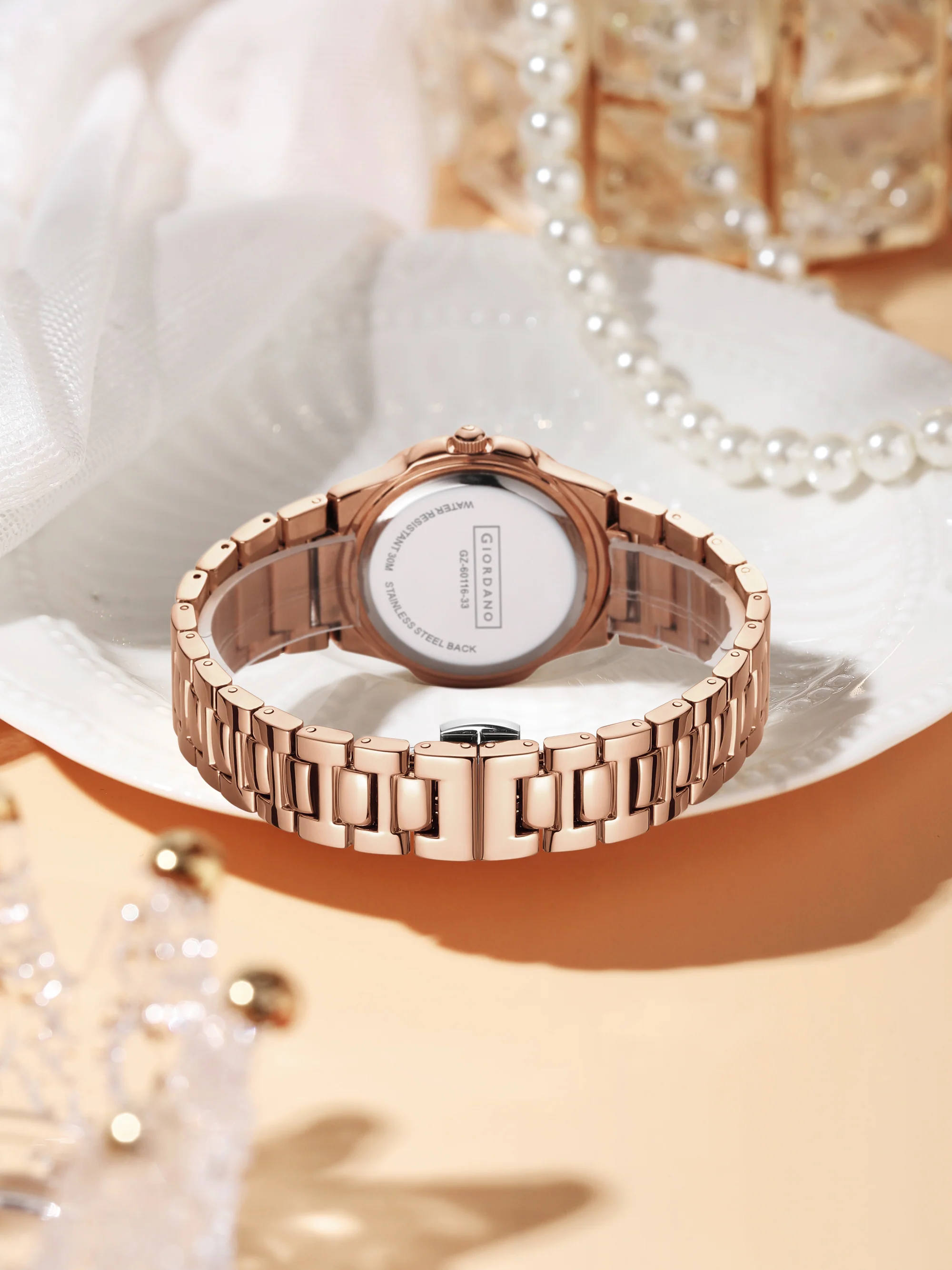 Giordano Luxury Watch for Women with Crystal Indices,Textured Dial, Stainless Steel Strap and Date Display | GZ-60116-55 - Image 4