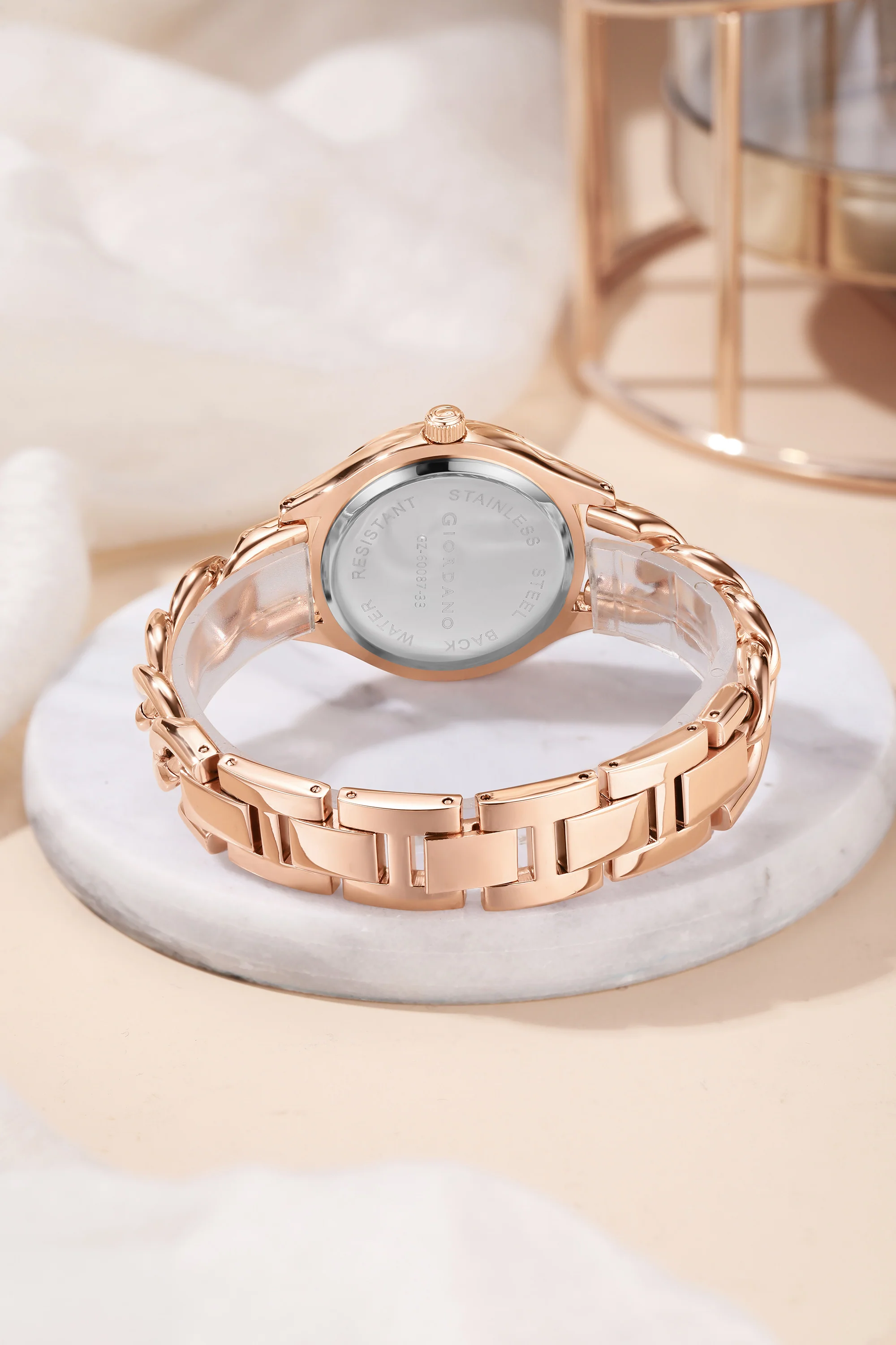 Giordano Modern Analog Watch for Women – Sleek Dial with Unique Chain-Link Bracelet and Stylish Stainless Steel Strap | GZ-60087-11 - Image 5