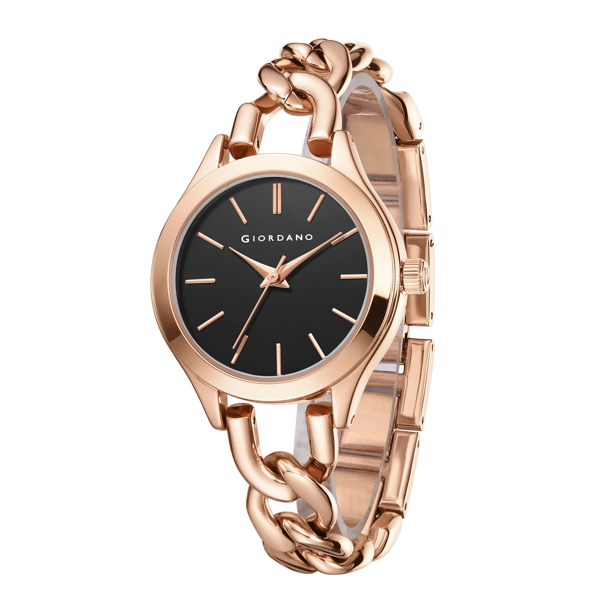 Giordano Modern Analog Watch for Women – Sleek Dial with Unique Chain-Link Bracelet and Stylish Stainless Steel Strap | GZ-60087-11 - Image 6