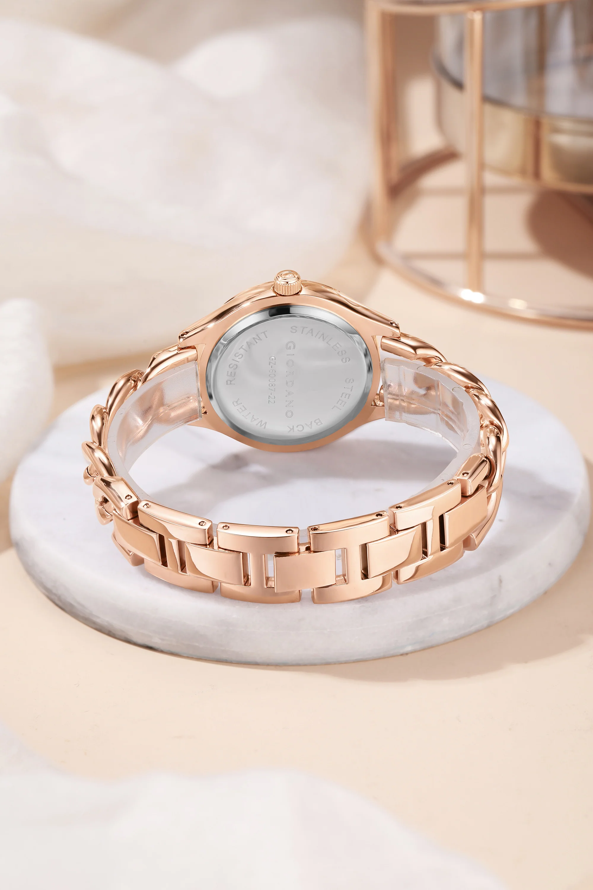 Giordano Modern Analog Watch for Women – Sleek Dial with Unique Chain-Link Bracelet and Stylish Stainless Steel Strap | GZ-60087-22 - Image 5