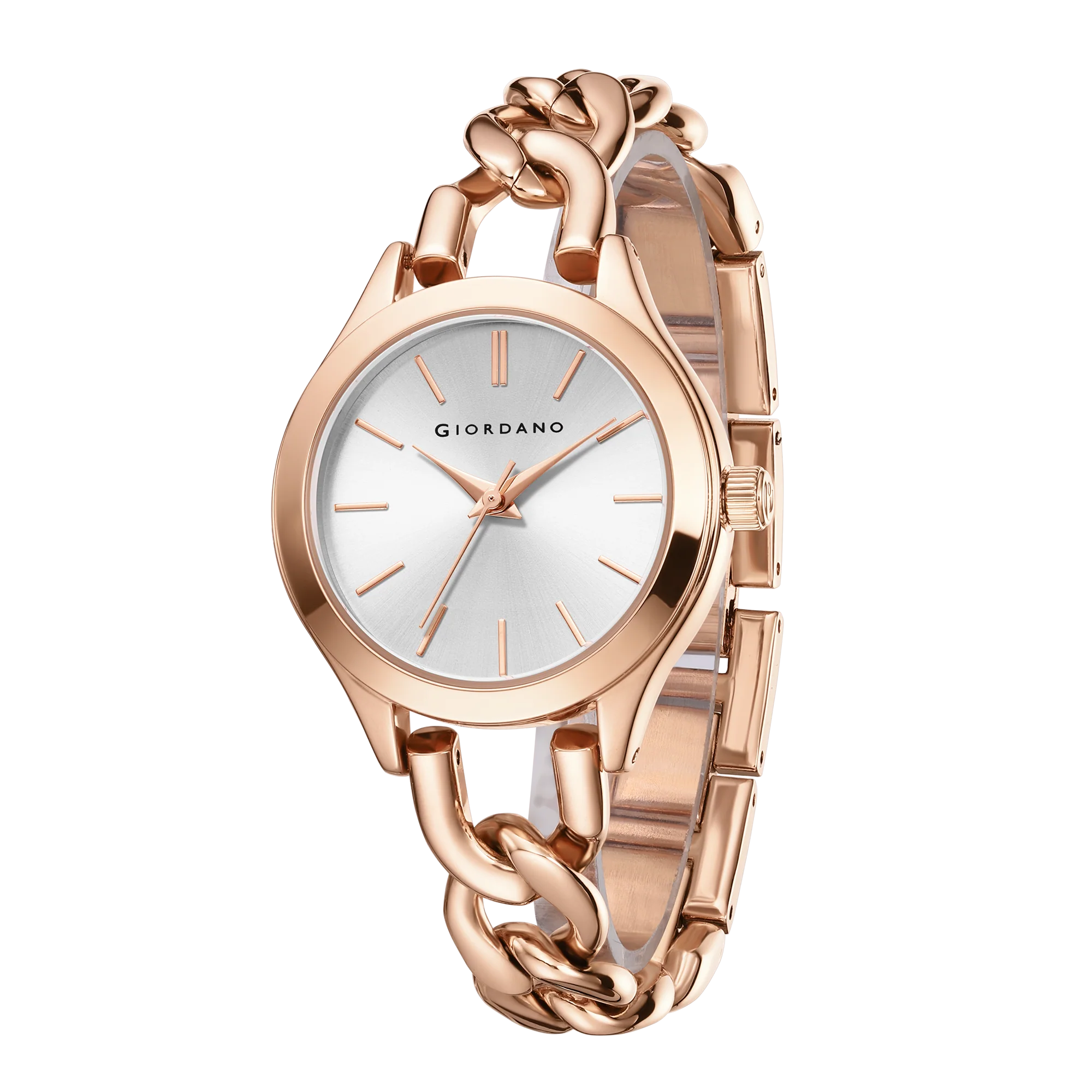 Giordano Modern Analog Watch for Women – Sleek Dial with Unique Chain-Link Bracelet and Stylish Stainless Steel Strap | GZ-60087-22 - Image 6