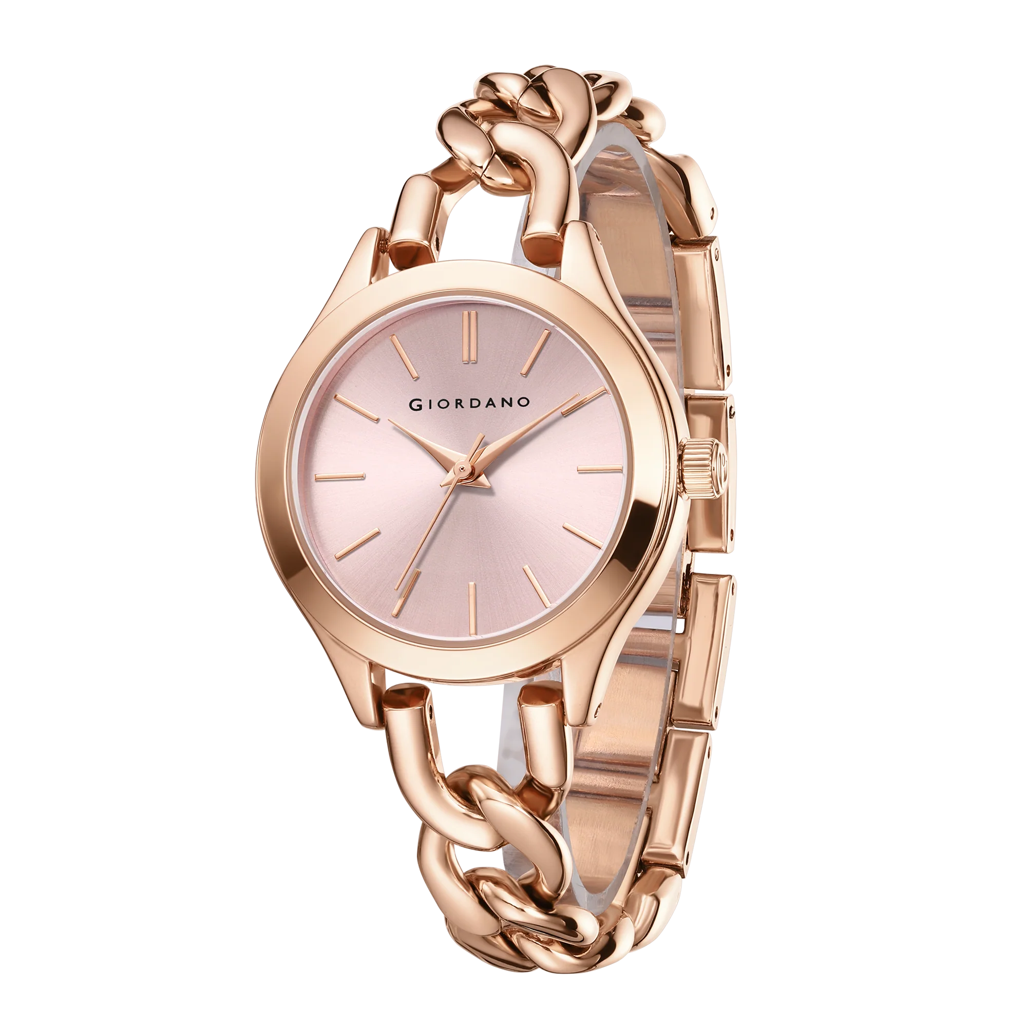 Giordano Modern Analog Watch for Women – Sleek Dial with Unique Chain-Link Bracelet and Stylish Stainless Steel Strap | GZ-60087-33 - Image 6