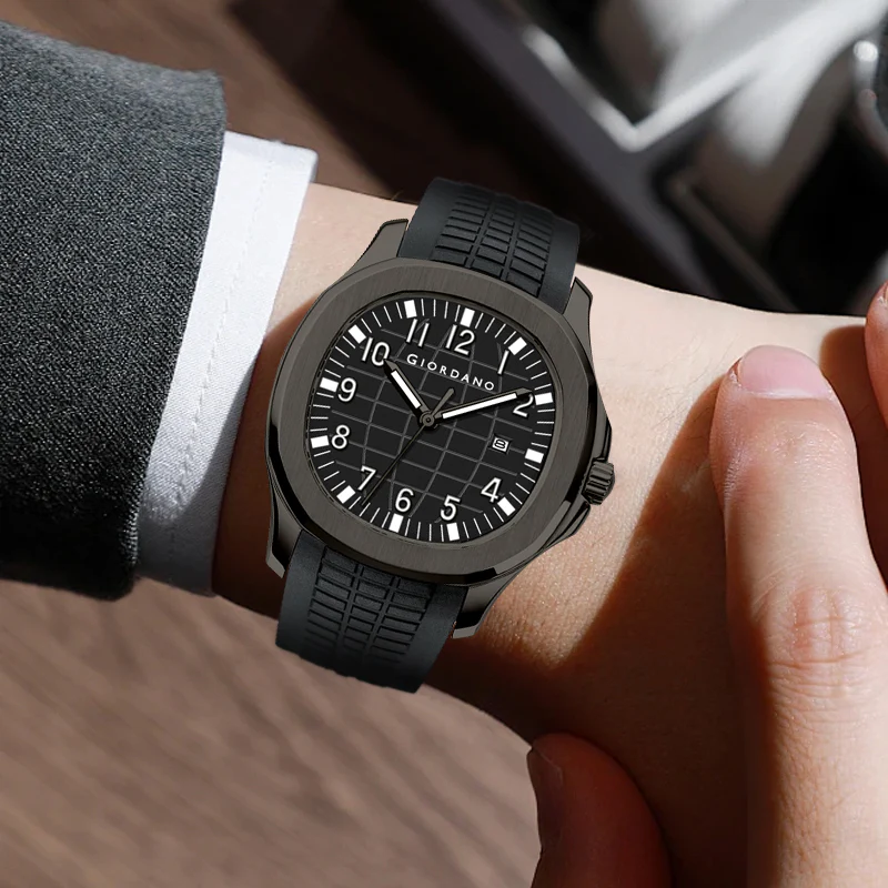 Giordano Modern Analog Watch with Textured dial and Sleek Silicon Strap for Men - GZ-50118-01 - Image 2