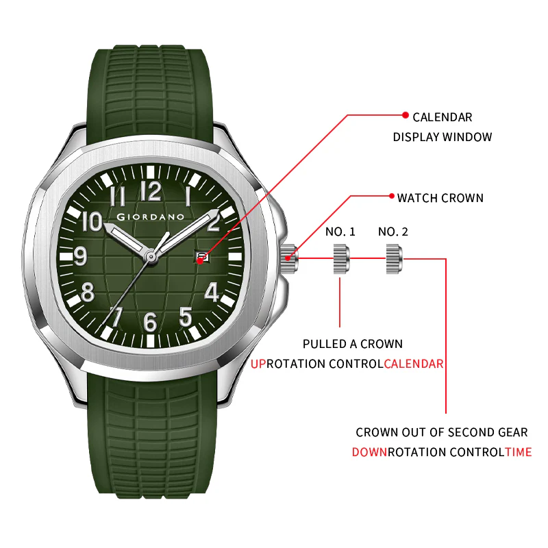 Giordano Modern Analog Watch with Textured dial and Sleek Silicon Strap for Men - GZ-50118-04 - Image 3