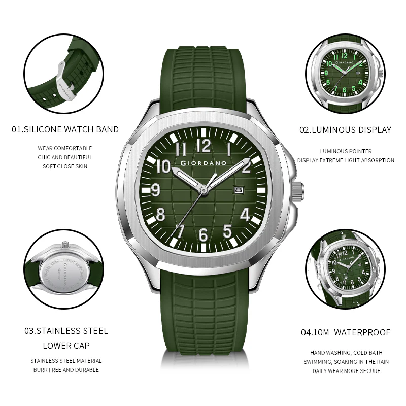 Giordano Modern Analog Watch with Textured dial and Sleek Silicon Strap for Men - GZ-50118-04 - Image 4