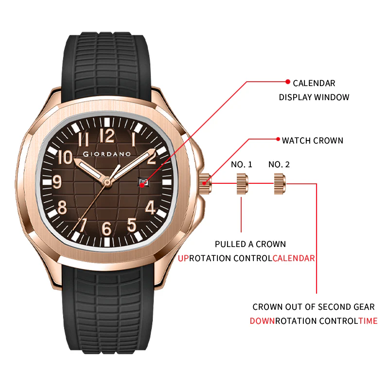 Giordano Modern Analog Watch with Textured dial and Sleek Silicon Strap for Men - GZ-50118-05 - Image 3