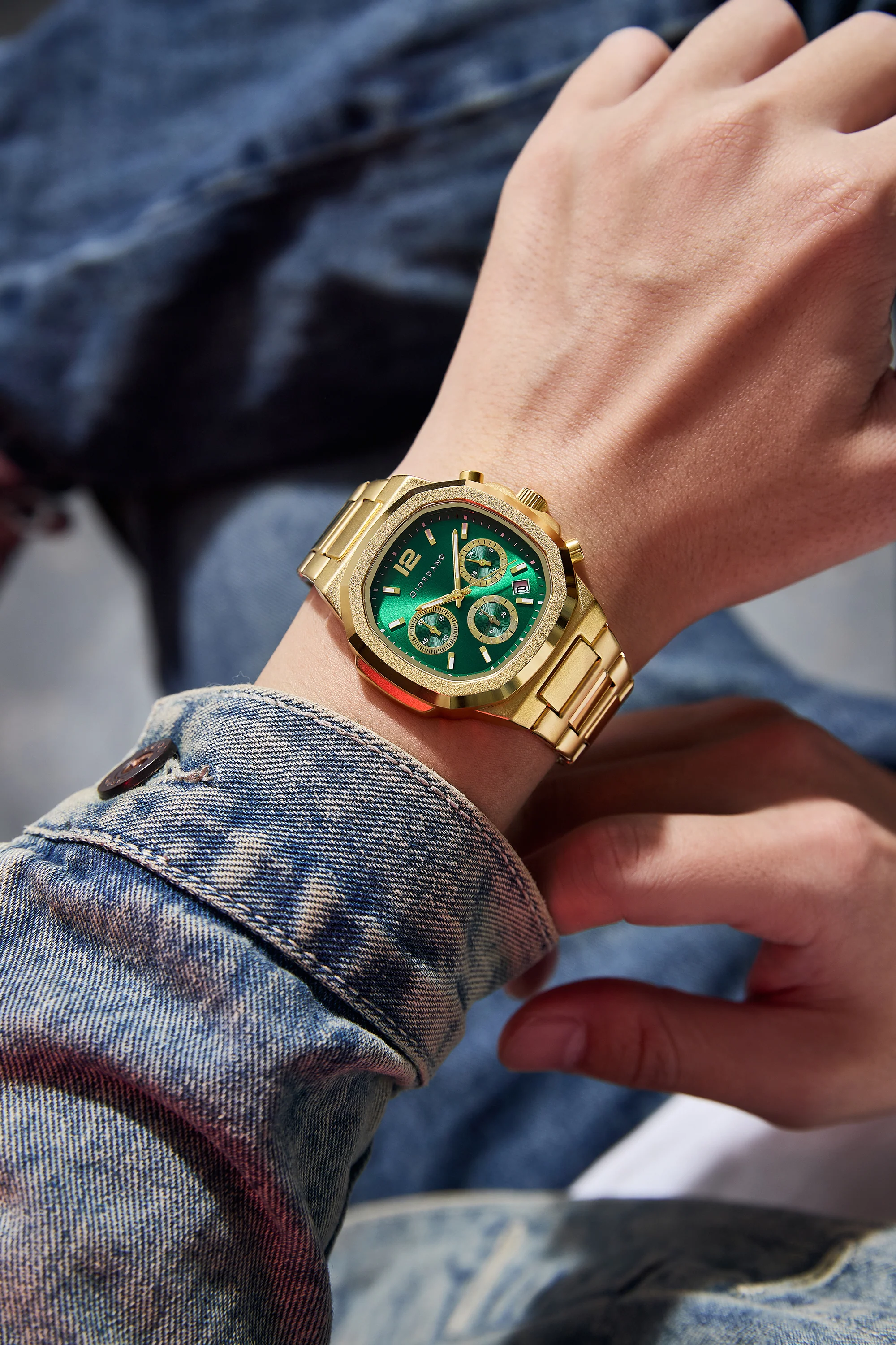 Giordano Modern Multifunctional Watch for Men with Octagonal dial , Date Display and stainless steel strap | GZ-50148-44 - Image 2