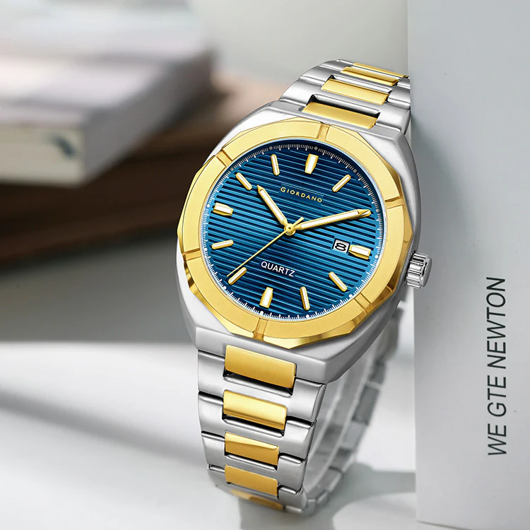 Giordano Modern  Watch for men – Textured Dial, Date Display and Stainless Steel Strap GZ-50141-22 - Image 4