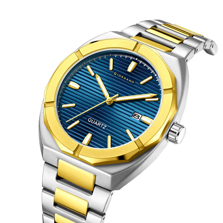 Giordano Modern  Watch for men – Textured Dial, Date Display and Stainless Steel Strap GZ-50141-22 - Image 8