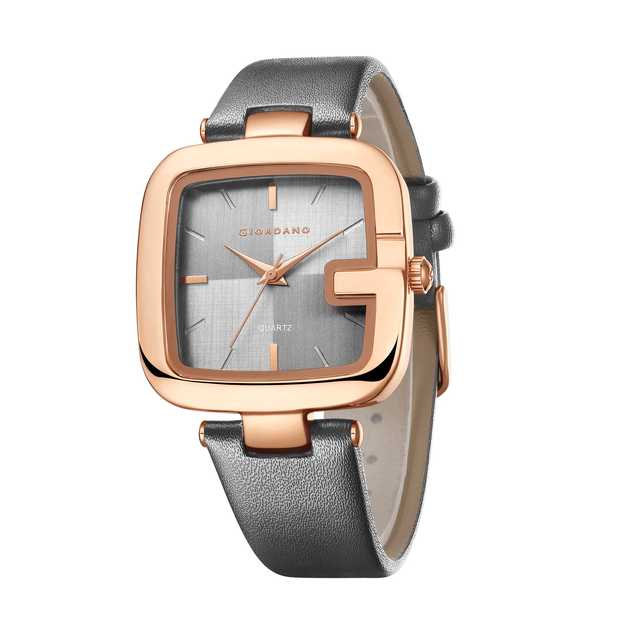 Giordano Monogram Watch for Women Square Dial with Leather Strap Fashionable Design, Water Resistant Quartz Analog – Perfect for Casual & Office Wear GZ-60089-05 - Image 4
