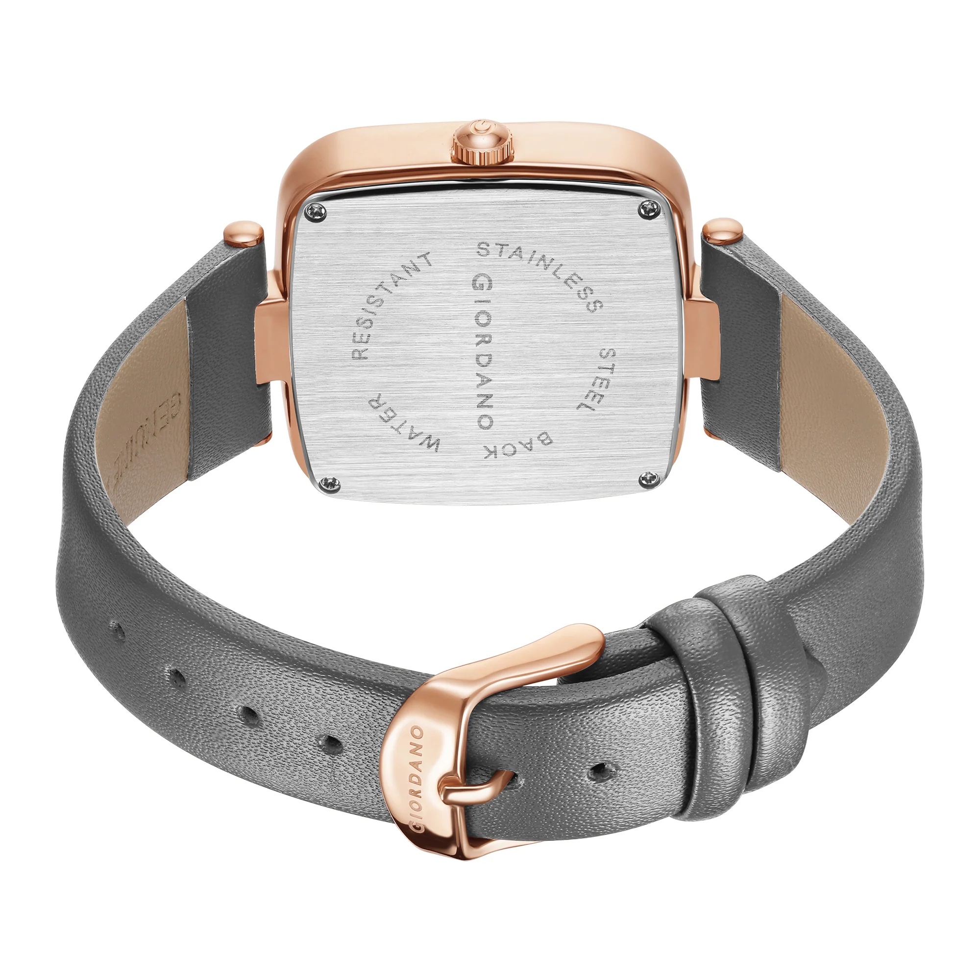 Giordano Monogram Watch for Women Square Dial with Leather Strap Fashionable Design, Water Resistant Quartz Analog – Perfect for Casual & Office Wear GZ-60089-05 - Image 5