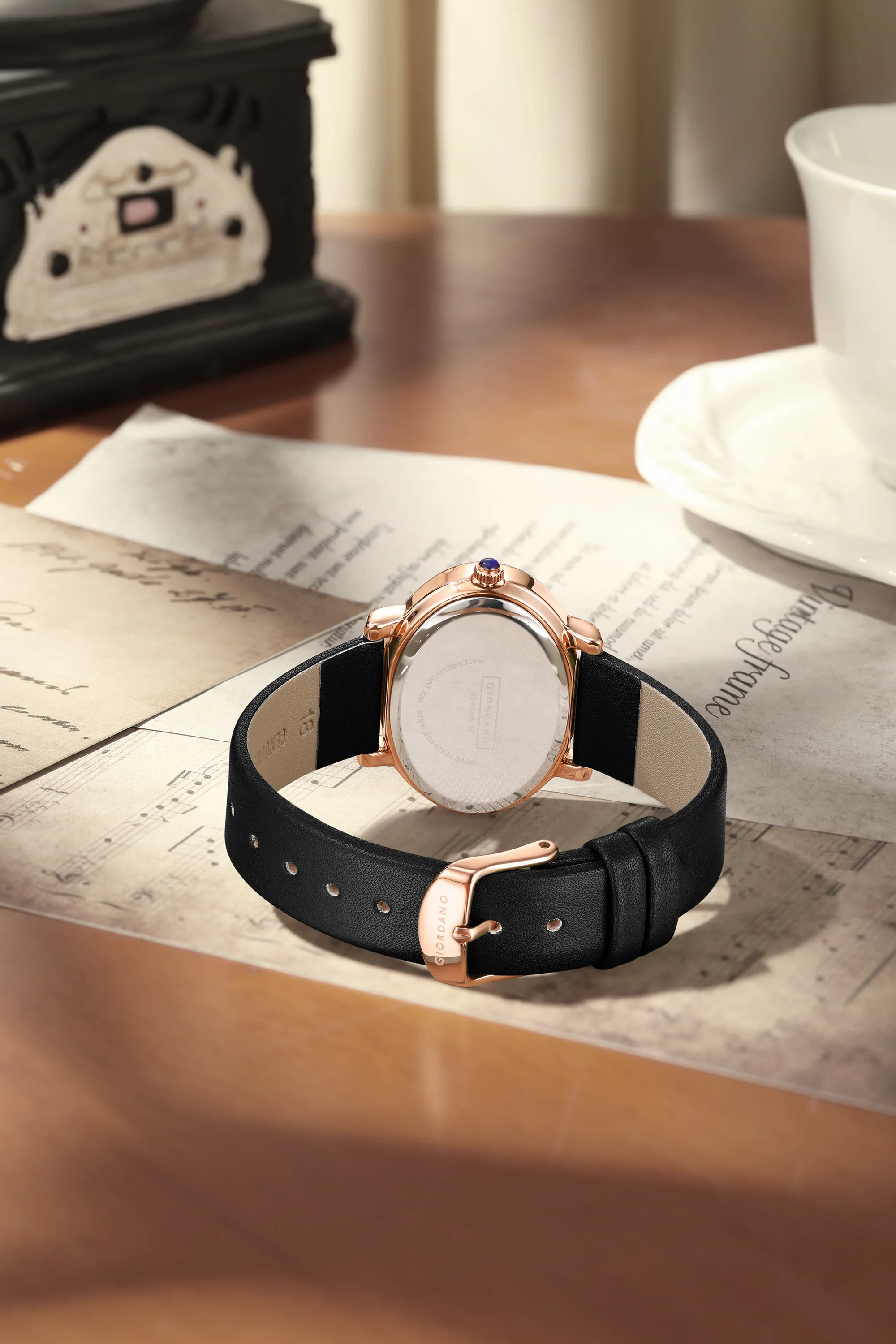 Giordano Monogram Watch for Women with Elegant Oval Shape Dial ,crystal bezel, Quartz Movement and Leather Strap | GZ-60105-01 - Image 4