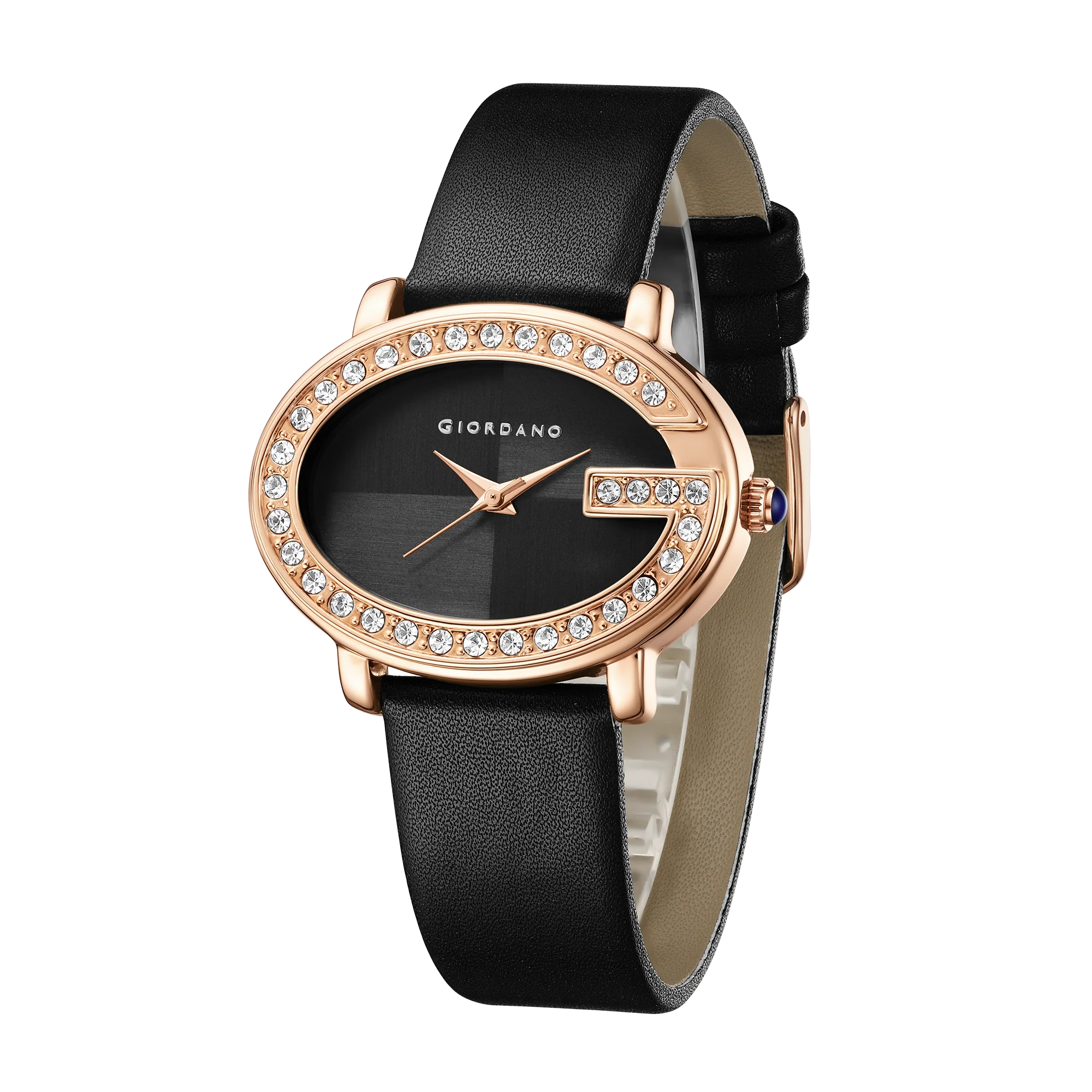 Giordano Monogram Watch for Women with Elegant Oval Shape Dial ,crystal bezel, Quartz Movement and Leather Strap | GZ-60105-01 - Image 5