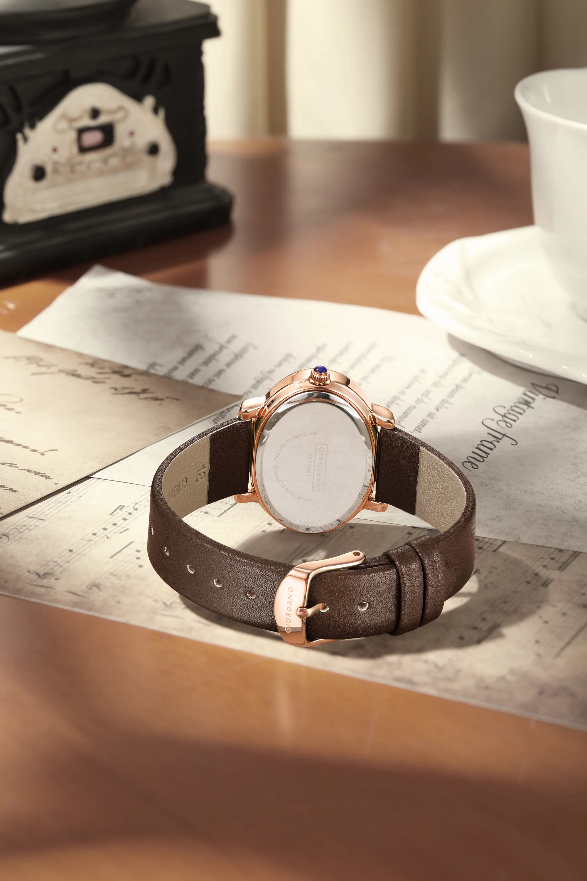 Giordano Monogram Watch for Women with Elegant Oval Shape Dial ,crystal bezel, Quartz Movement and Leather Strap | GZ-60105-03 - Image 4