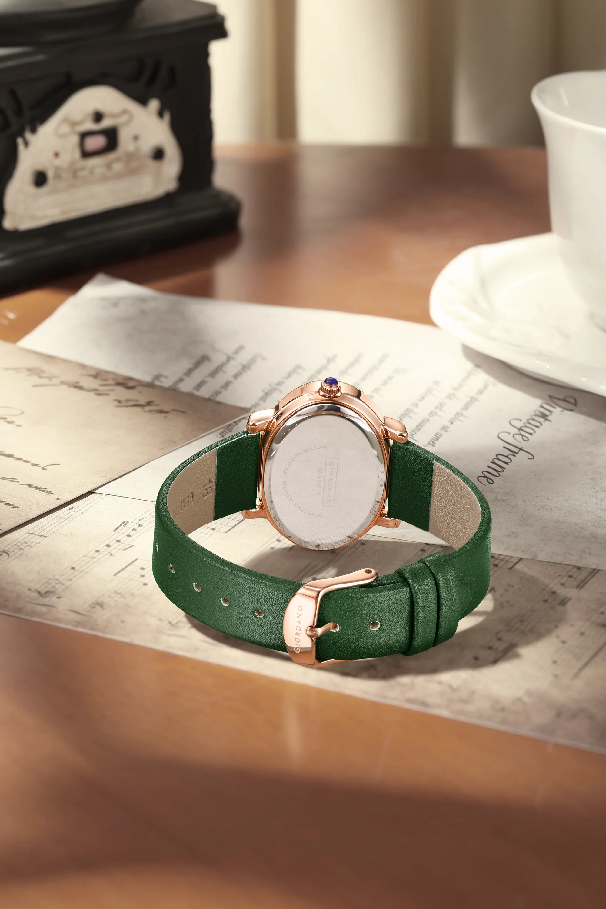 Giordano Monogram Watch for Women with Elegant Oval Shape Dial ,crystal bezel, Quartz Movement and Leather Strap | GZ-60105-04 - Image 3