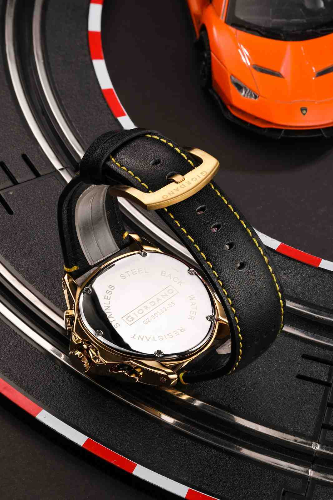Giordano Multi Function Watch For Men -Unique Triangle Dial, Dual-Date Display With Leather Strap GZ-50132-04 - Image 4