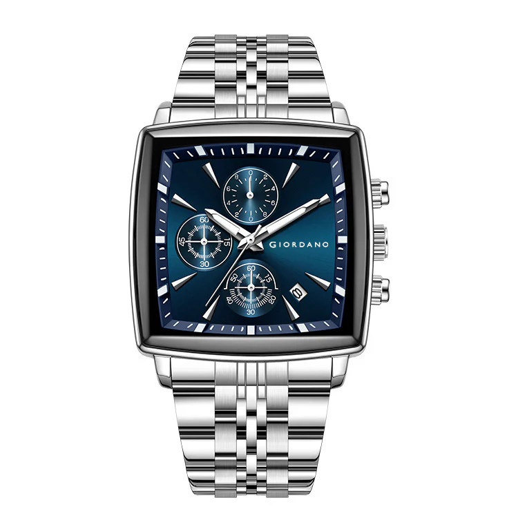 Giordano Multi Function Watch For Men With Square Blue Dial, Stainless Steel Strap And Date Display GZ-50138-22 - Image 6