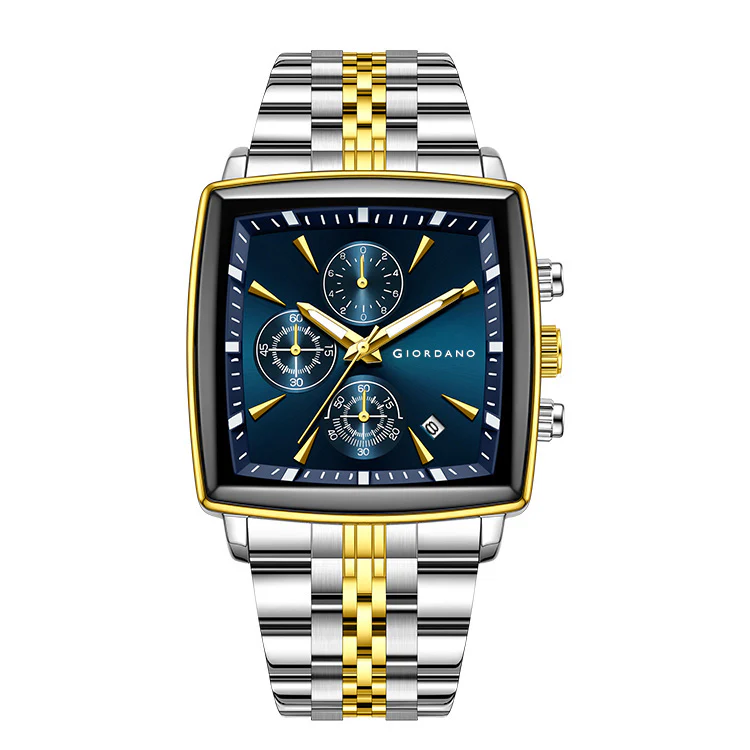 Giordano Multi Function Watch For Men With Square Blue Dial, Stainless Steel Strap And Date Display GZ-50138-44 - Image 7