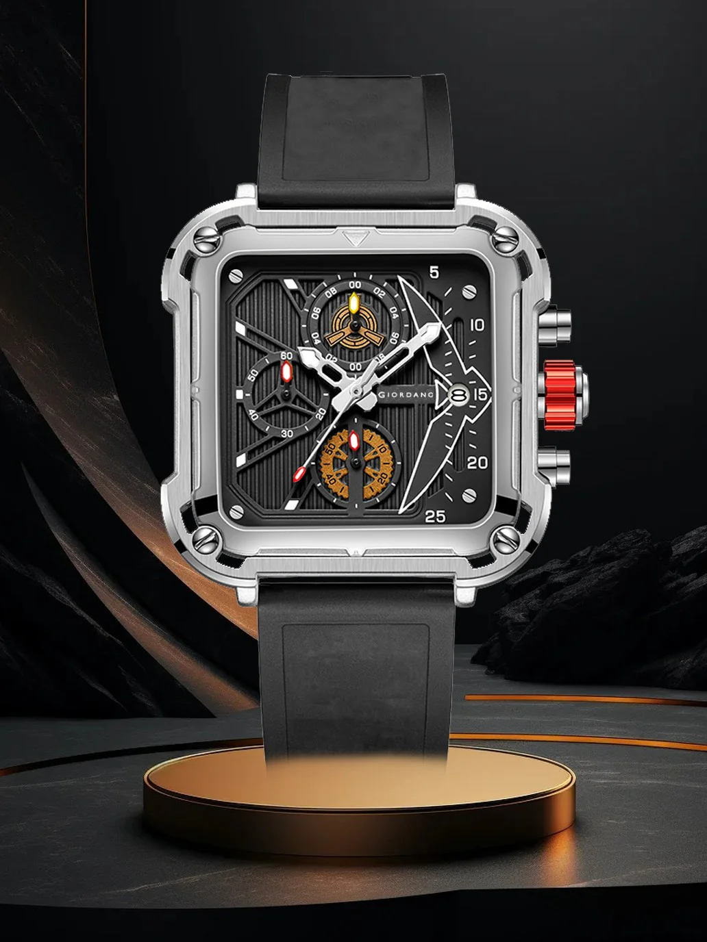 Giordano Multifunction Watch for Men - Perfect Blend of Style and Utility” | Water Resistant Square dial Unique Design Wrist Watch for Man | Best Gift for Males | GZ-50099-02 - Image 4