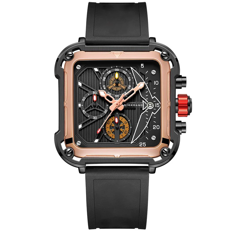 Giordano Multifunction Watch for Men - Perfect Blend of Style and Utility” | Water Resistant Square dial Unique Design Wrist Watch for Man | Best Gift for Males | GZ-50099-03 - Image 4