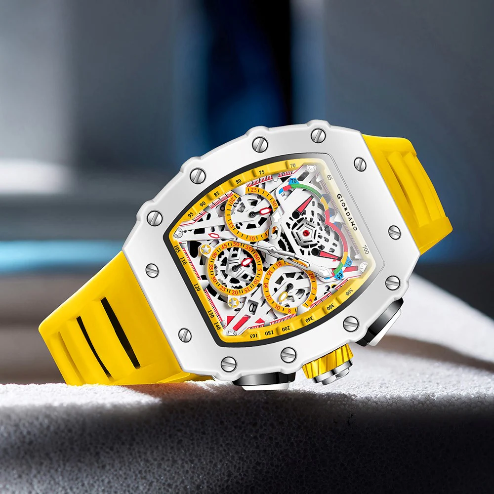 Giordano Multifunction Watch for Men with Day, Date, and 24-Hour Sub-Dial, Water Resistant Square Dial Unique Design | GZ-50144-01 - Image 5