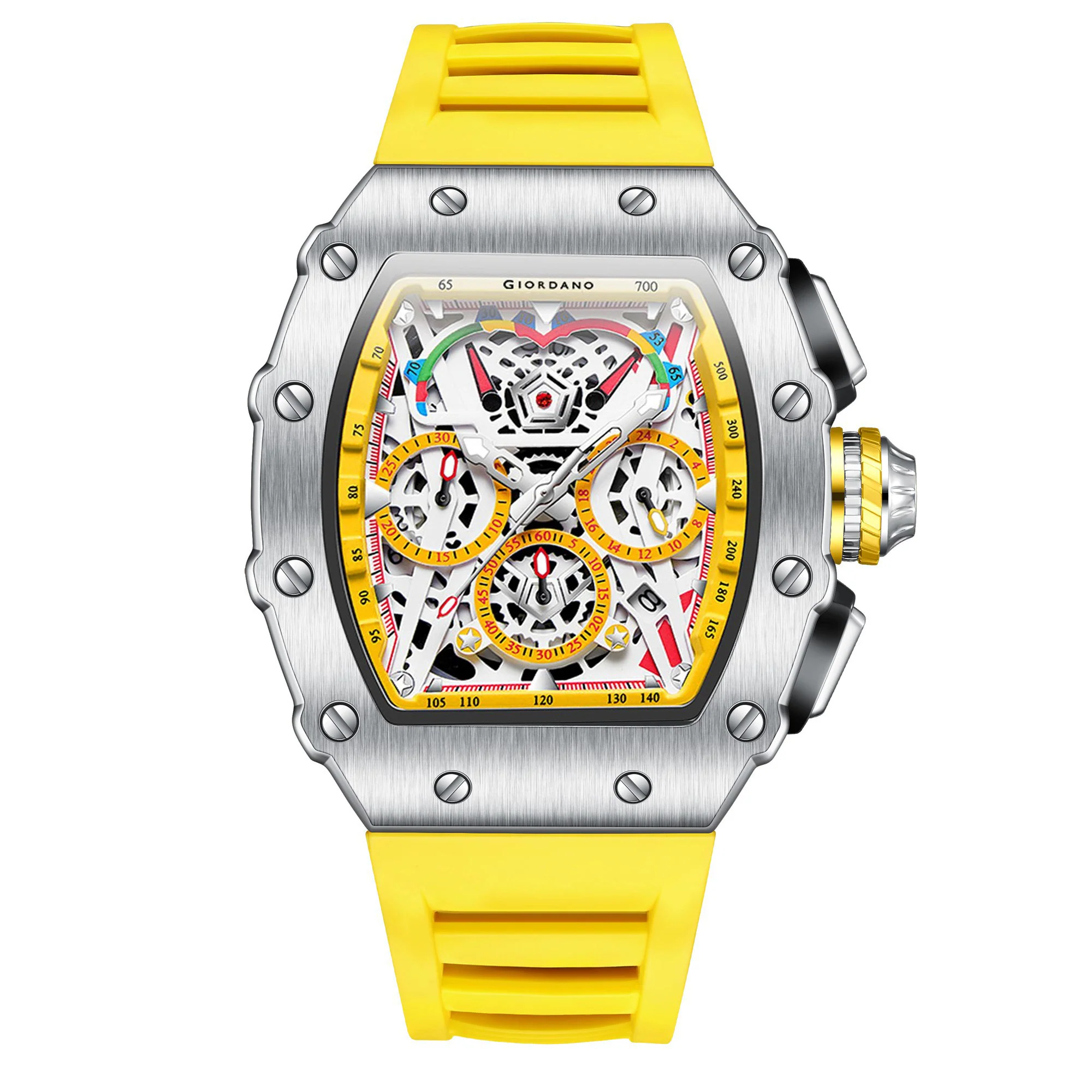 Giordano Multifunction Watch for Men with Day, Date, and 24-Hour Sub-Dial, Water Resistant Square Dial Unique Design | GZ-50144-01 - Image 6