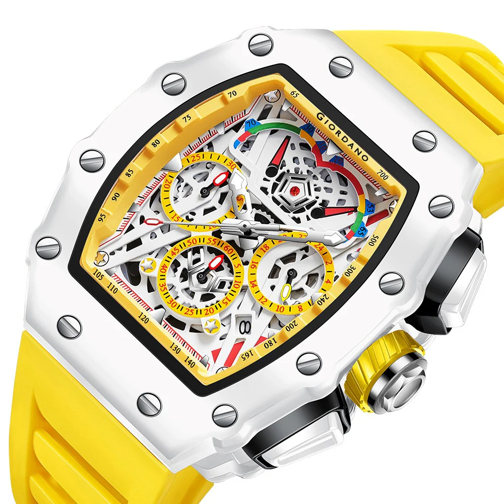 Giordano Multifunction Watch for Men with Day, Date, and 24-Hour Sub-Dial, Water Resistant Square Dial Unique Design | GZ-50144-01 - Image 7