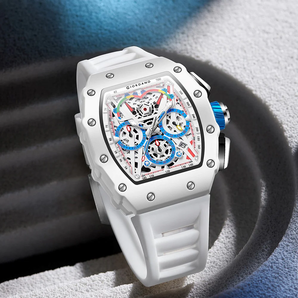 Giordano Multifunction Watch for Men with Day, Date, and 24-Hour Sub-Dial, Water Resistant Square Dial Unique Design | GZ-50144-02 - Image 4