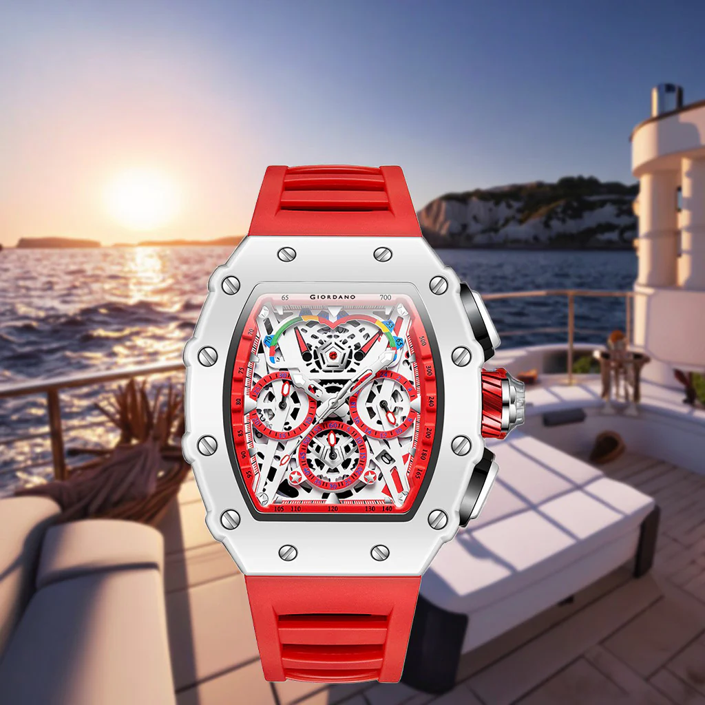 Giordano Multifunction Watch for Men with Day, Date, and 24-Hour Sub-Dial, Water Resistant Square Dial Unique Design | GZ-50144-03 - Image 3