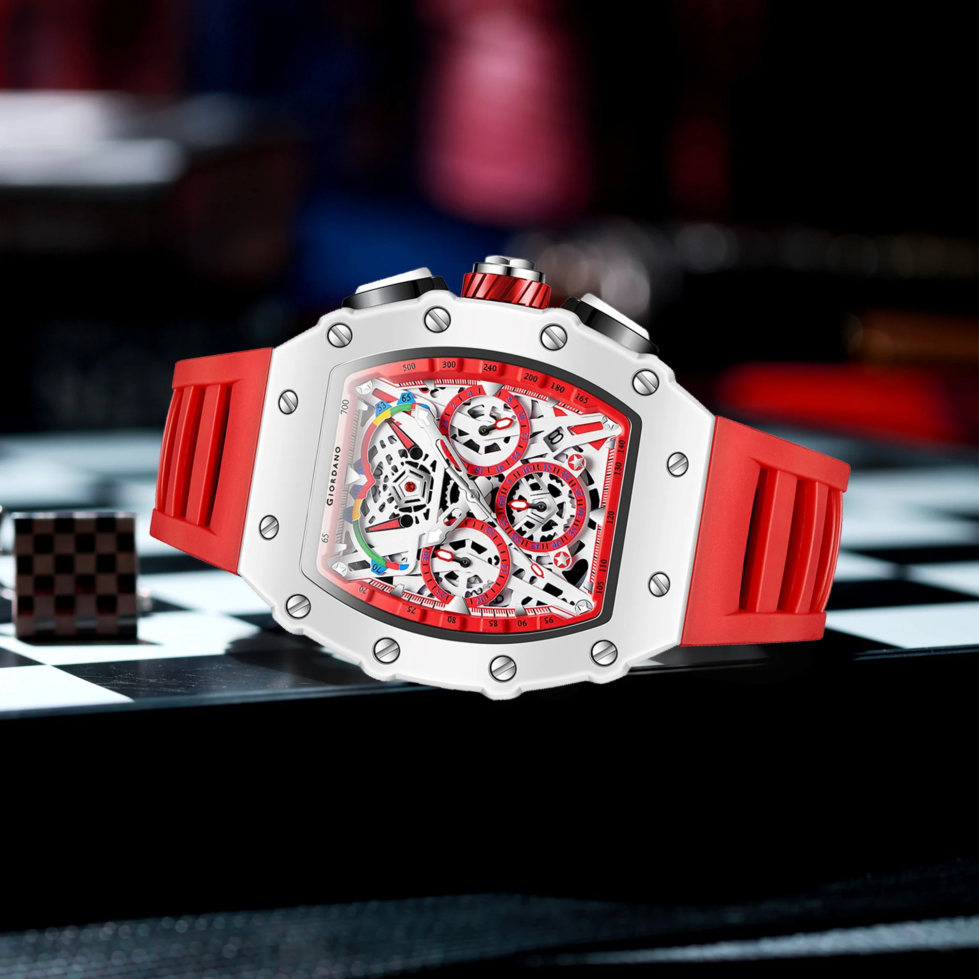 Giordano Multifunction Watch for Men with Day, Date, and 24-Hour Sub-Dial, Water Resistant Square Dial Unique Design | GZ-50144-03 - Image 5