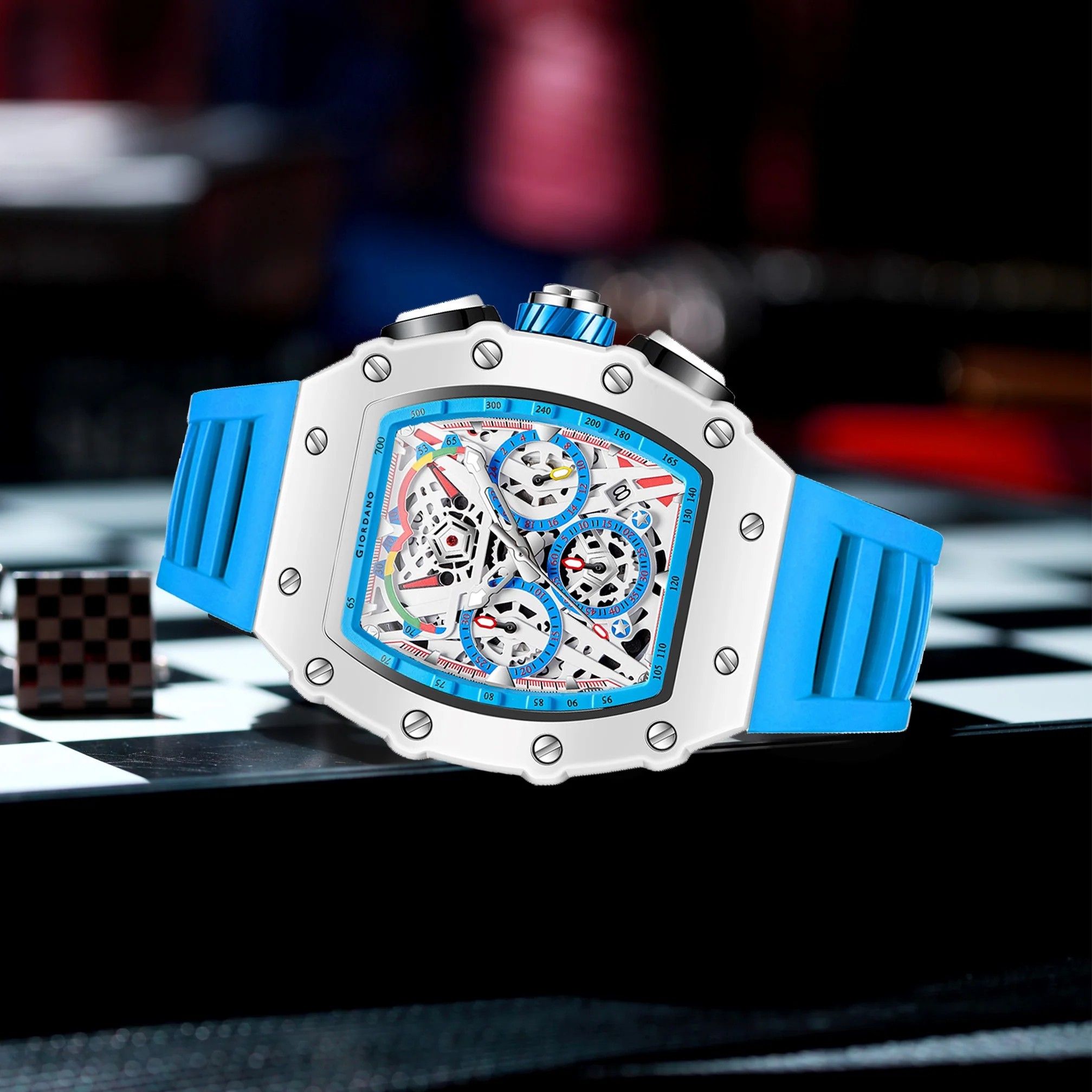 Giordano Multifunction Watch for Men with Day, Date, and 24-Hour Sub-Dial, Water Resistant Square Dial Unique Design | GZ-50144-04 - Image 3