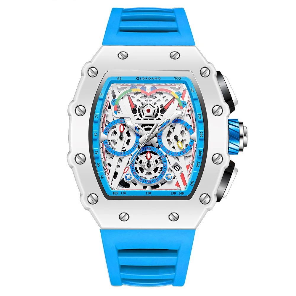 Giordano Multifunction Watch for Men with Day, Date, and 24-Hour Sub-Dial, Water Resistant Square Dial Unique Design | GZ-50144-04 - Image 4