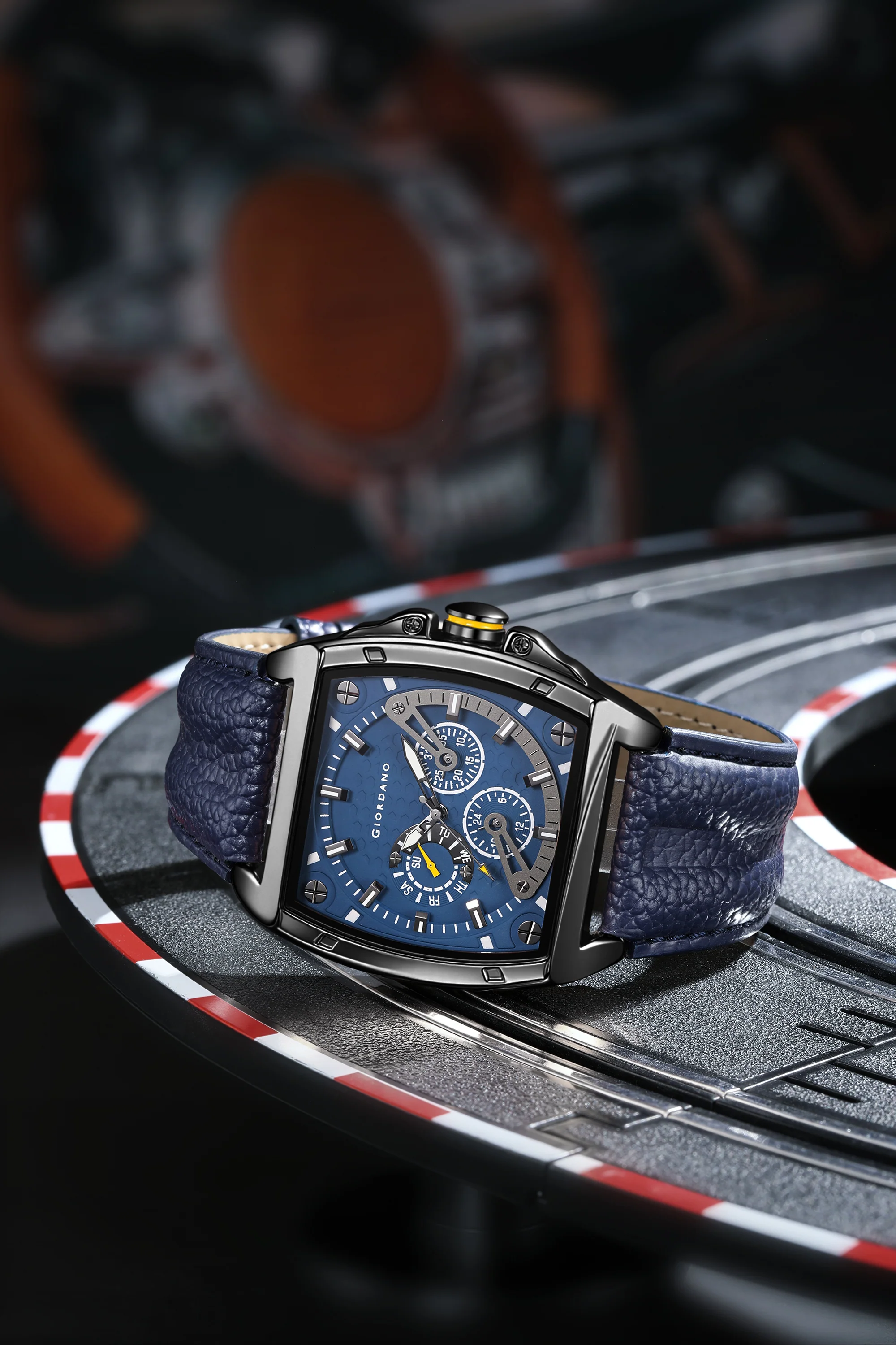 Giordano Multifunctional Analog Watch for Men with Textured Blue Dial, Luminous Indices, Day Display, Leather Strap & Water Resistant GZ-50157-01 - Image 3