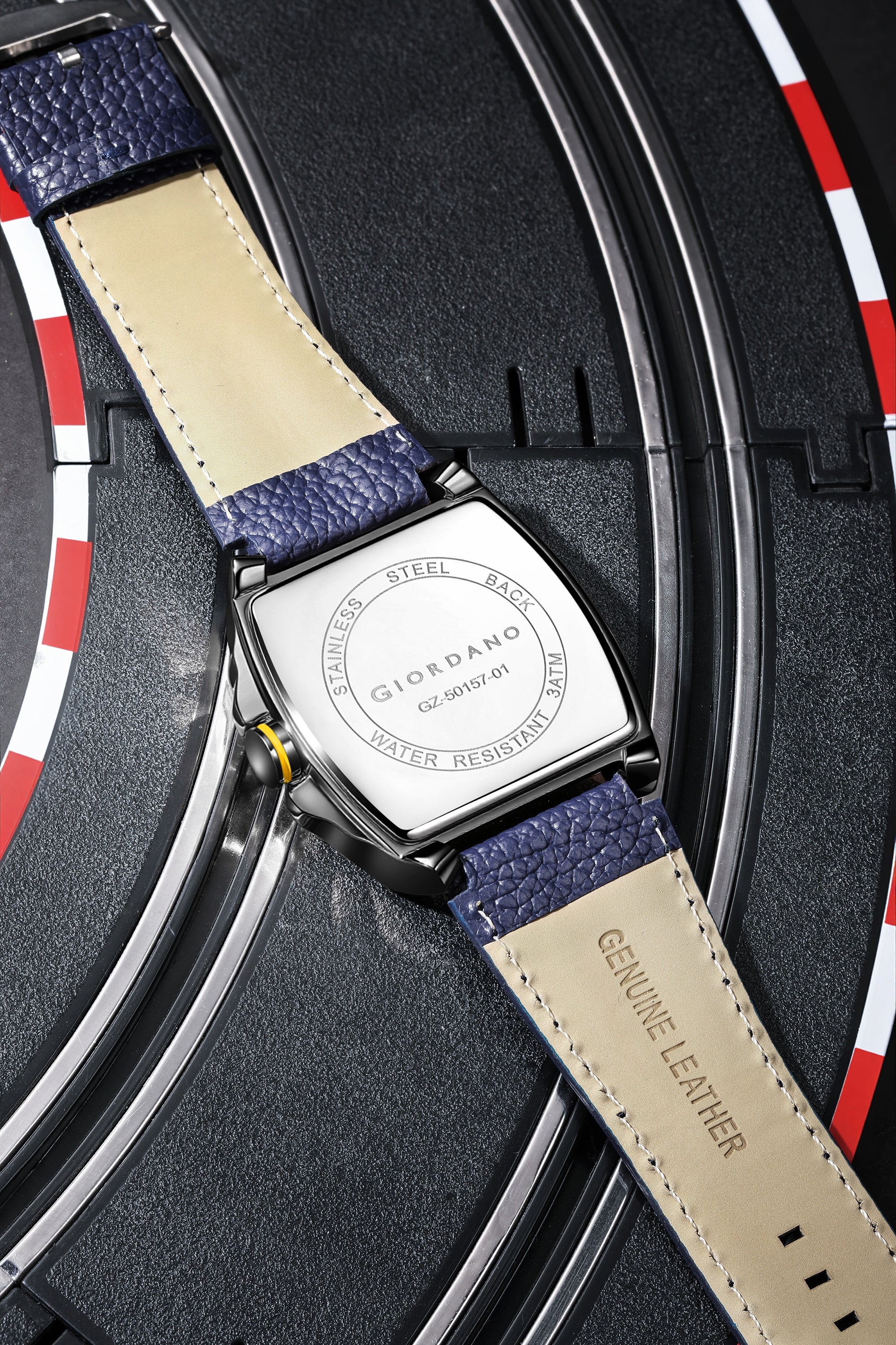Giordano Multifunctional Analog Watch for Men with Textured Blue Dial, Luminous Indices, Day Display, Leather Strap & Water Resistant GZ-50157-01 - Image 4