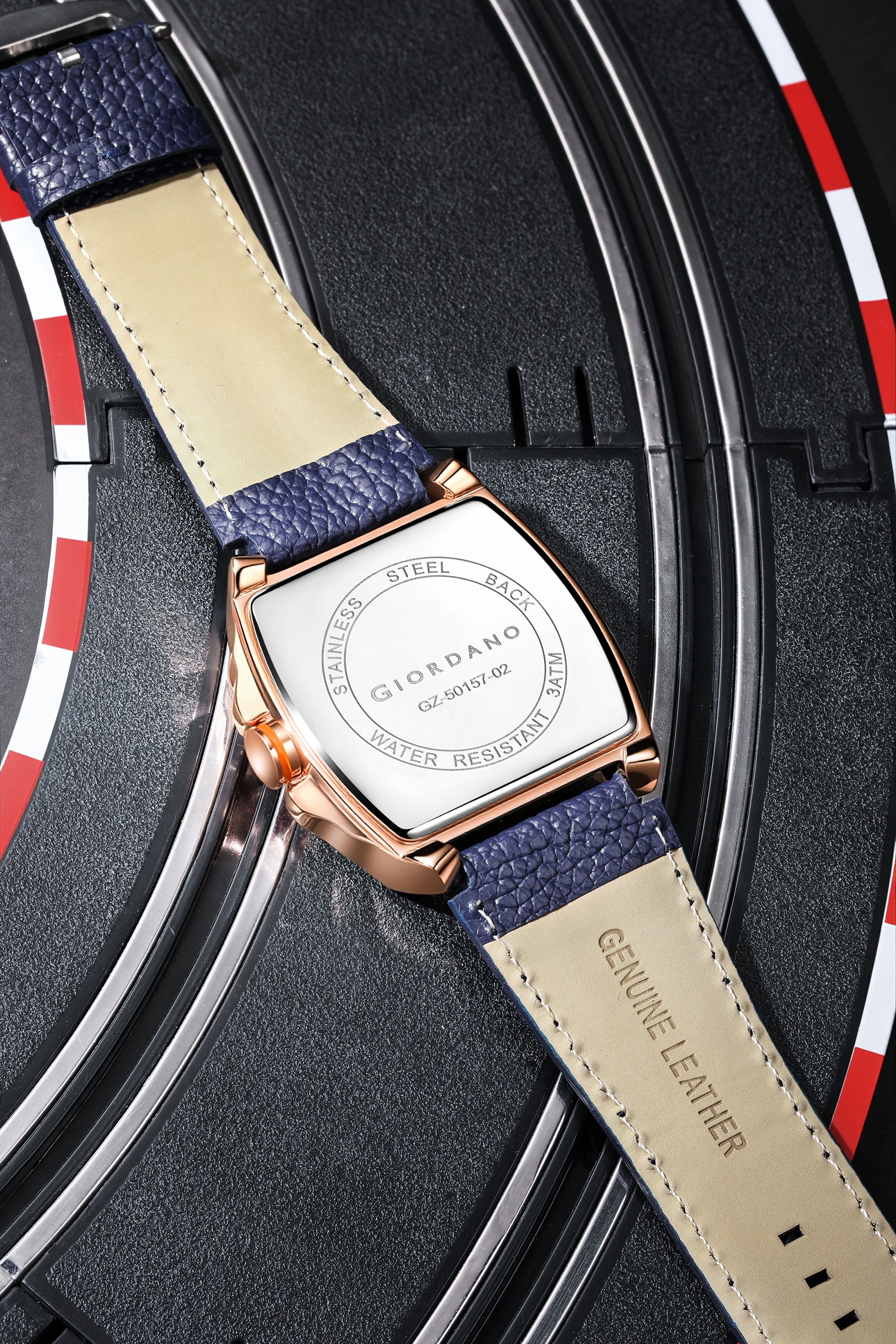 Giordano Multifunctional Analog Watch for Men with Textured Blue Dial, Luminous Indices, Day Display, Leather Strap & Water Resistant GZ-50157-02 - Image 4